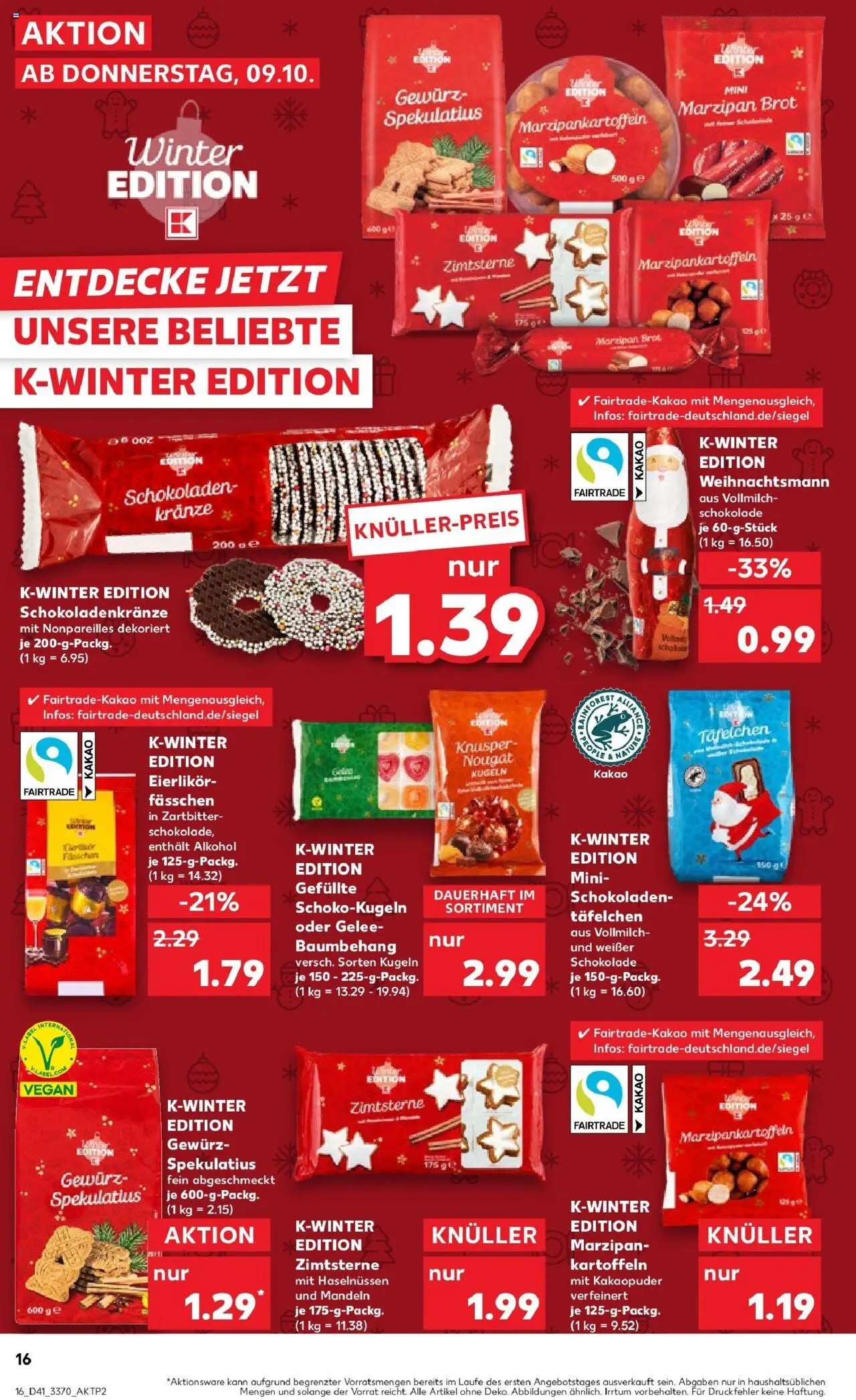 Kaufland prospekt Gotha	 – gültig ab 09.10.2025 | Seite: 16 | Produkte: Schokolade, Mandeln, Kartoffeln, Brot