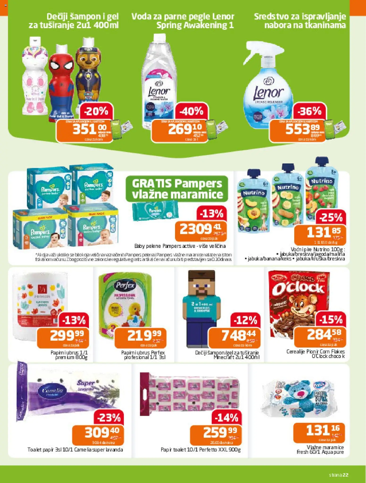 Gomex katalog - važi od 17.12.2025 | Strana: 22 | Proizvode: Toalet papir, Ubrus, Šampon, Voda