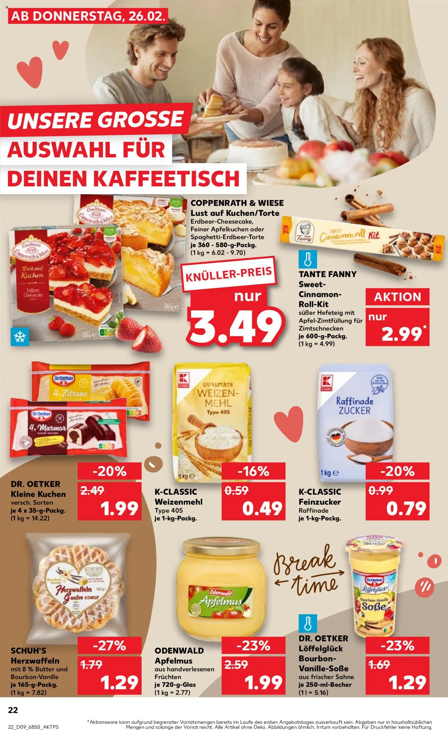 Kaufland prospekt Speyer	 – gültig ab 26.02.2026 | Seite: 22 | Produkte: Soße, Zucker, Kuchen, Sahne