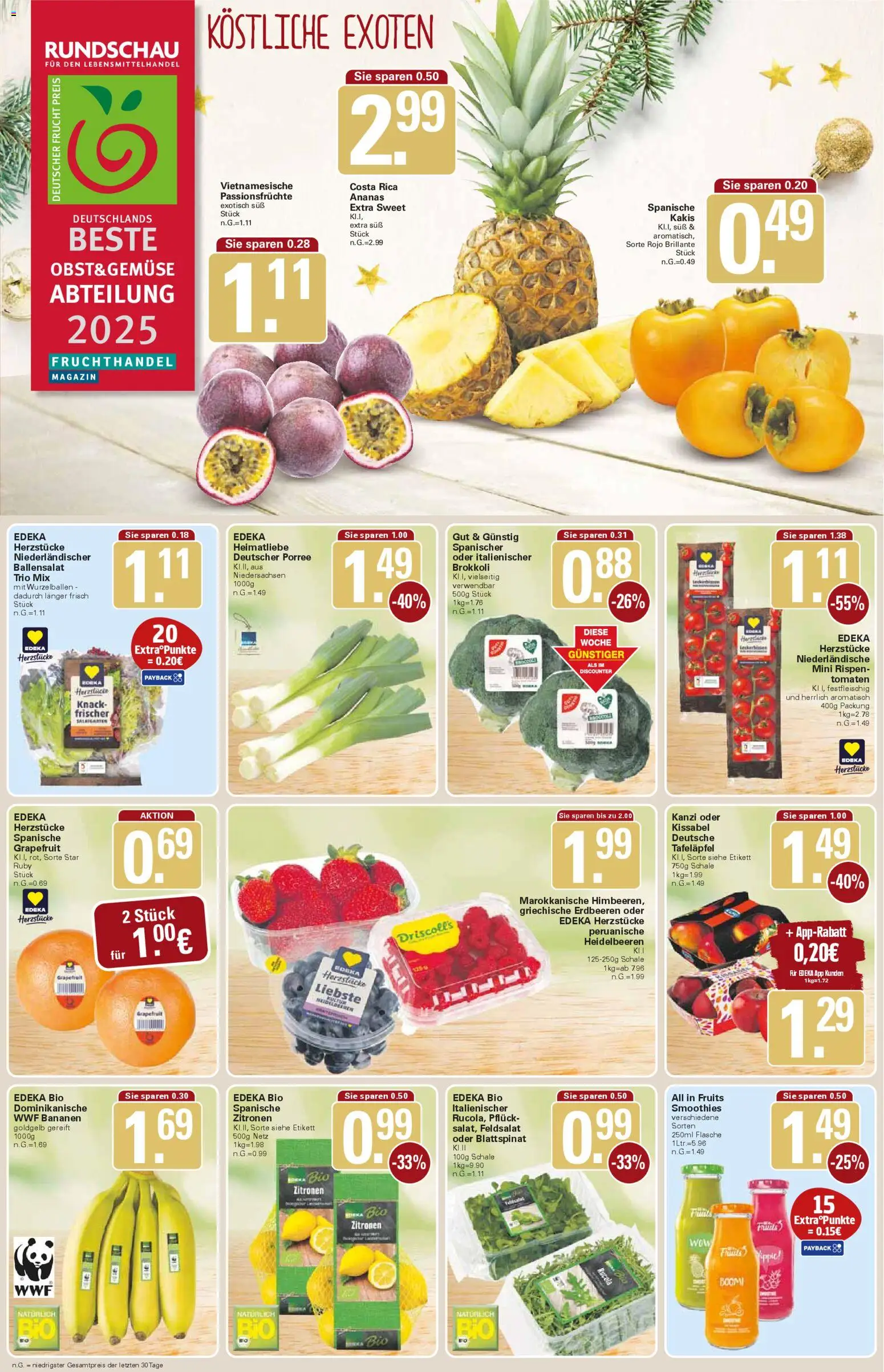 WEZ Prospekt – gültig ab 01.12.2025 | Seite: 2 | Produkte: Heidelbeeren, Brokkoli, Erdbeeren, Zitronen