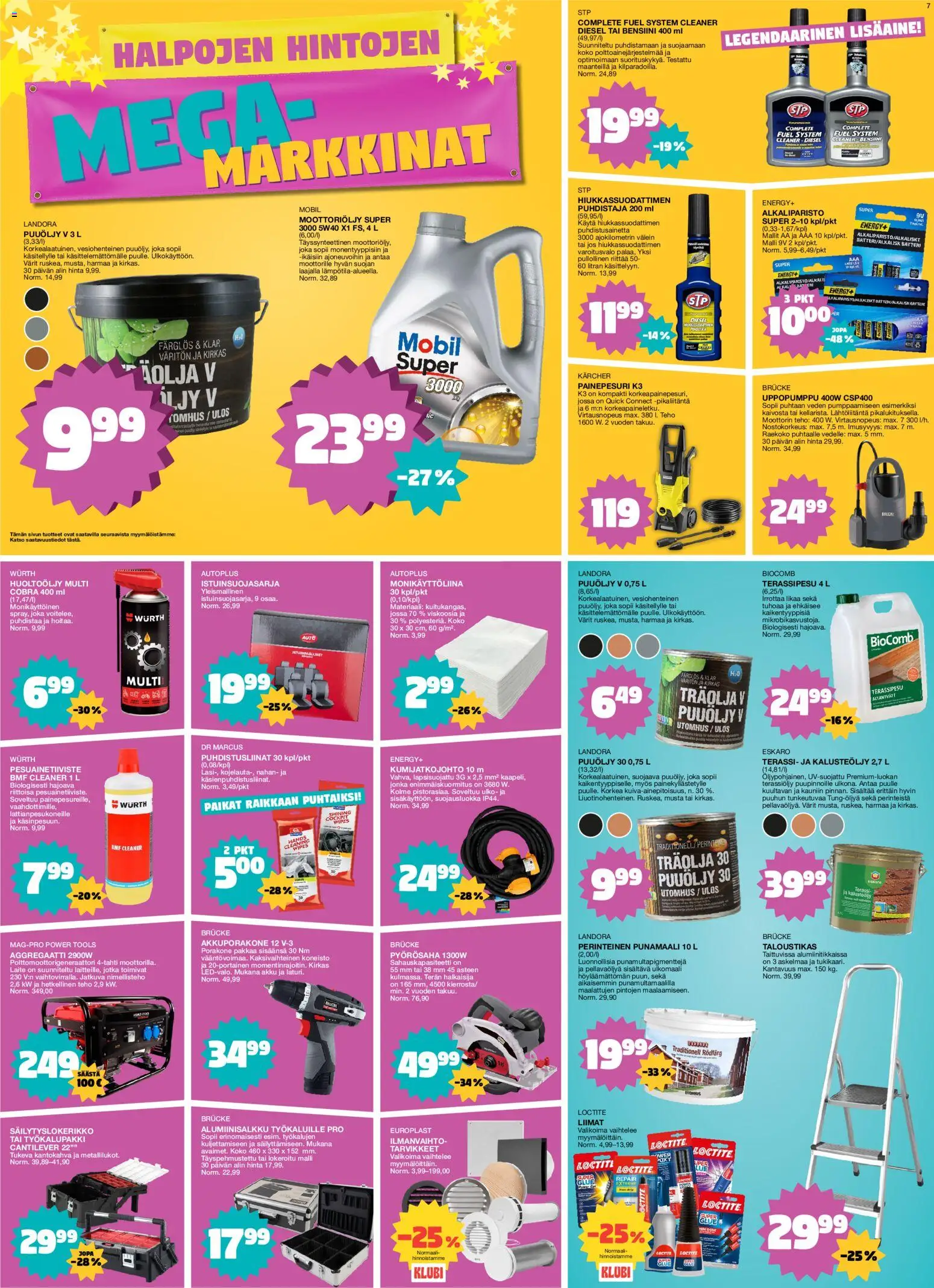 Tokmanni tarjoukset – voimassa 13.04.2026 alkaen | Sivu: 7 | Tuotteet: Moottoriöljy, Painepesuri, Akku, Työkalupakki