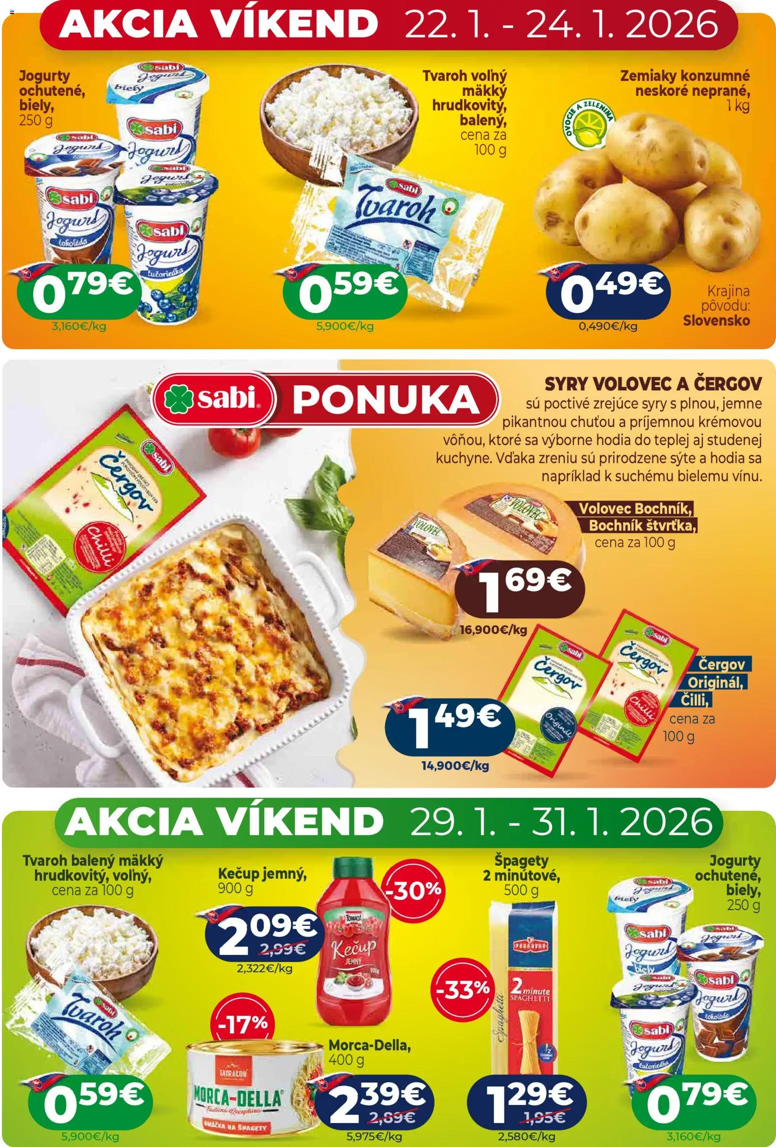 Nové Milk Agro akcie – leták je platný od 21.01.2026 | Strana: 3 | Produkty: Jogurt, Kečup, Tvaroh, Špagety