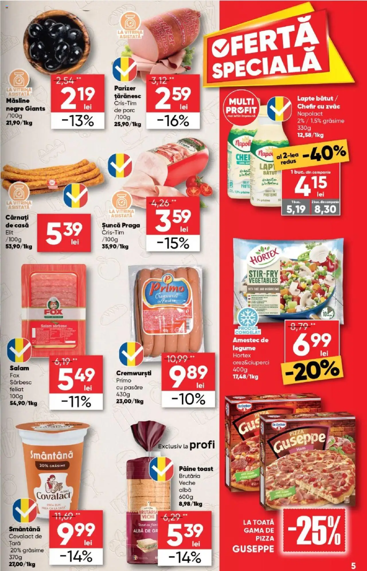 Noul catalog Profi – valabil de la 17.09.2025 | Pagină: 5 | Produse: Lapte, Pâine, Pizza, Smântână