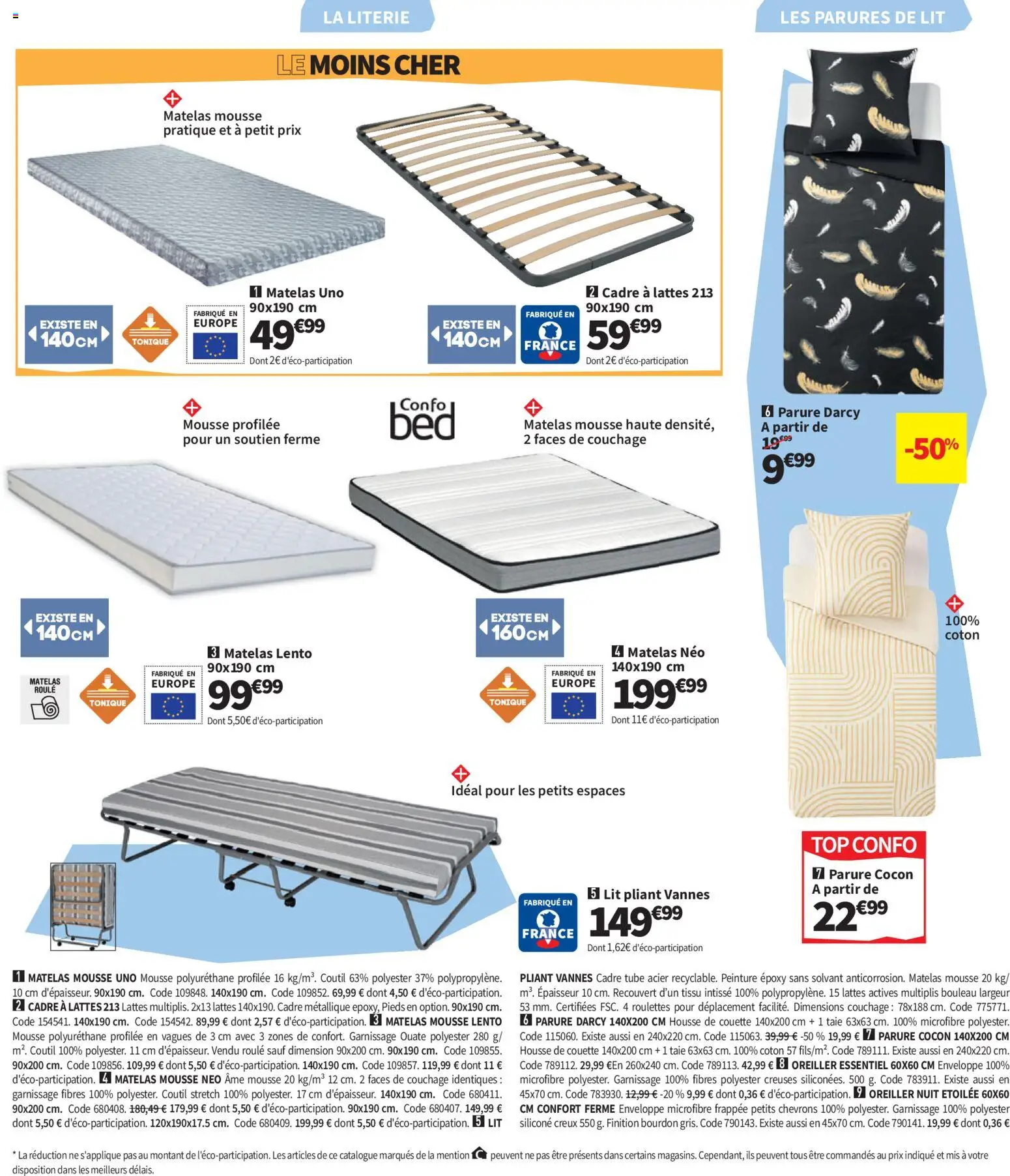 {H1} | Page: 36 | Produits: Coton, Tonique, Matelas, Literie