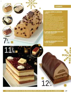 E.Leclerc - Prévisualisation de BÜCHE PÂTISSIÈRE MOUSSE PRALINÉ VANILLE (1)*, La pièce de 500 g. Également disponible au prix de 2,35 € : Bûchette pâtissière mousse praliné vanille(1)*, la pièce de 70 g valide à partir de 02.12.2025 | Page: 61 | Produits: Mousse, Beurre, Chocolat, Bûche pâtissière