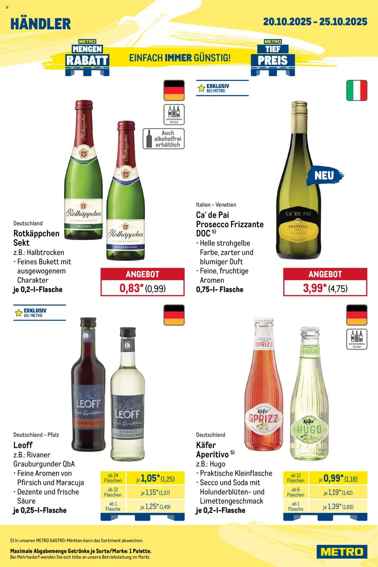 Metro  Wochen-Angebote Händler – gültig ab 20.10.2025 | Seite: 8 | Produkte: Sekt, Prosecco, Pfirsich, Rotkäppchen