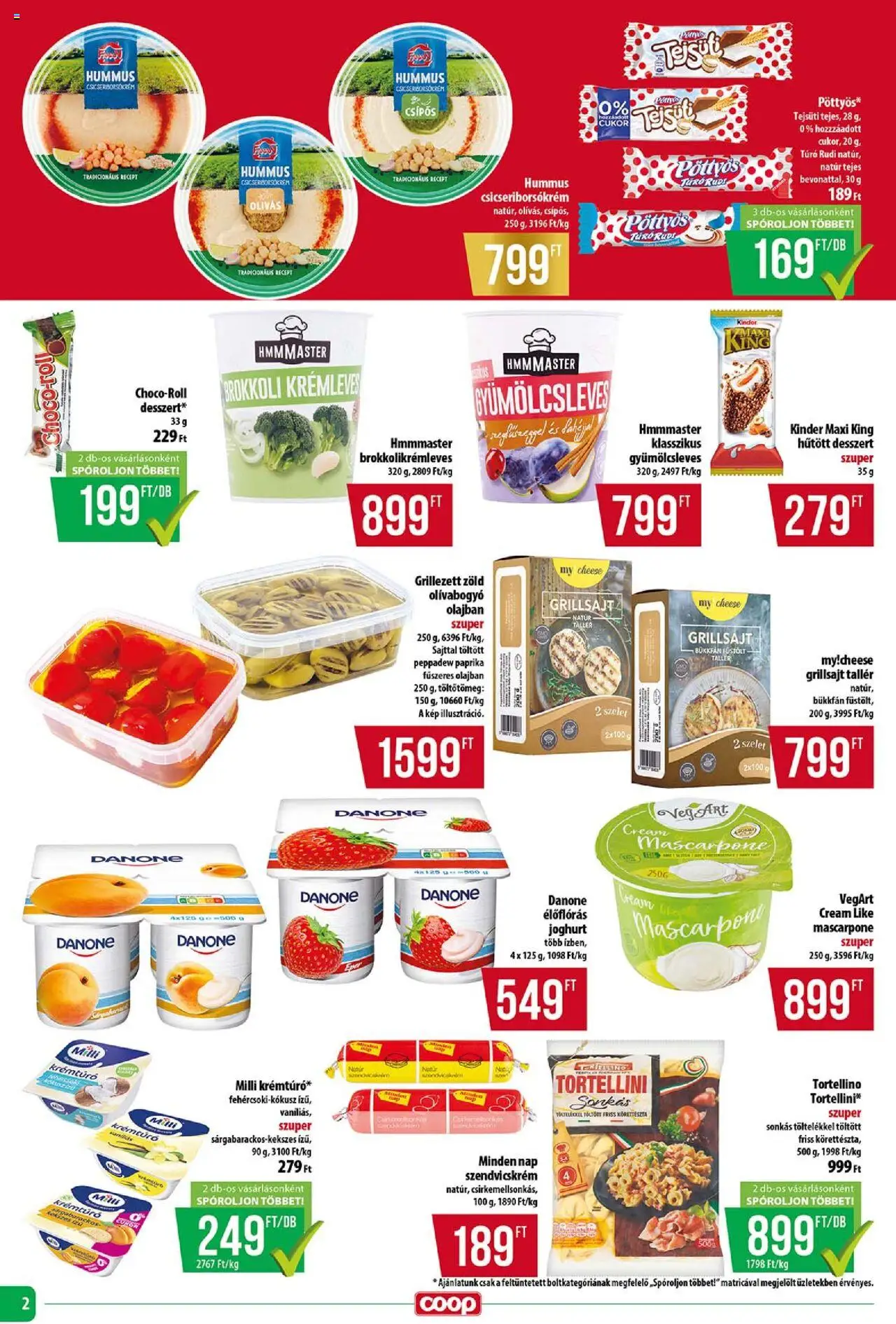 COOP akciós ujság - amely érvényes a következő dátumtól: 18.09.2025 | Oldal: 2 | Termékek: Joghurt, Mascarpone, Túró, Olívabogyó