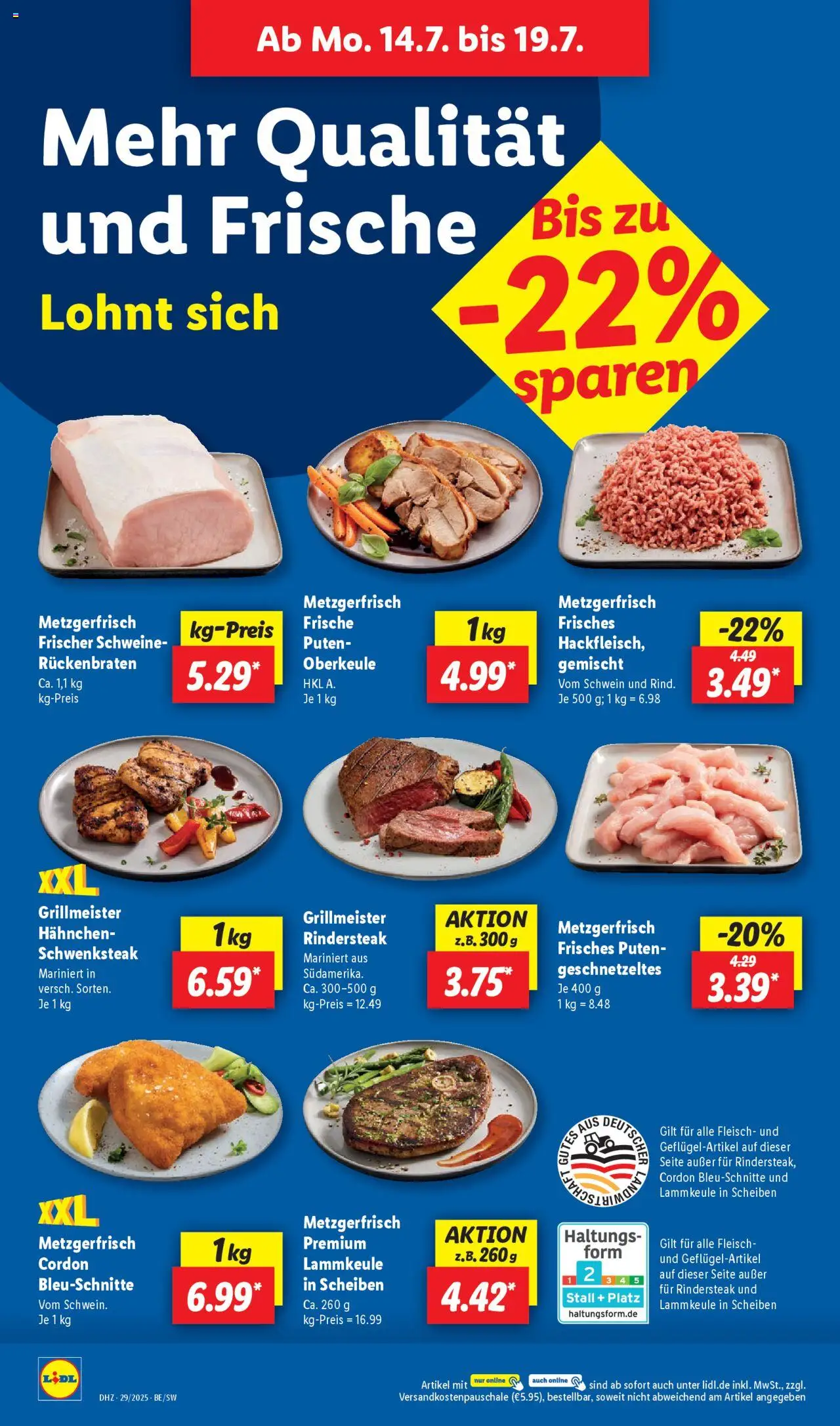 Lidl Prospekt  Stuttgart-Mitte - gültig ab dem 14.07.2025 | Seite: 4 | Produkte: Lammkeule, Hahnchen, Fleisch