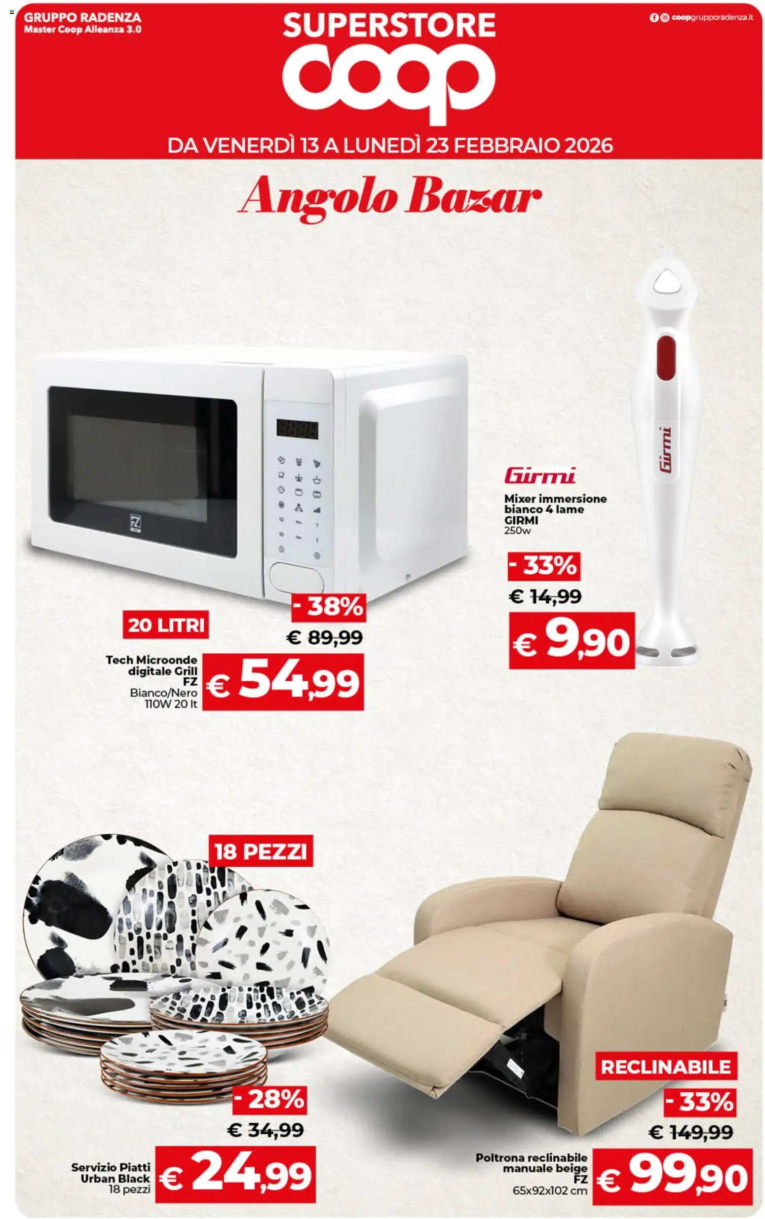 Volantino COOP del 13.02.2026 | Pagina: 58 | Prodotti: Microonde, Mixer, Poltrona