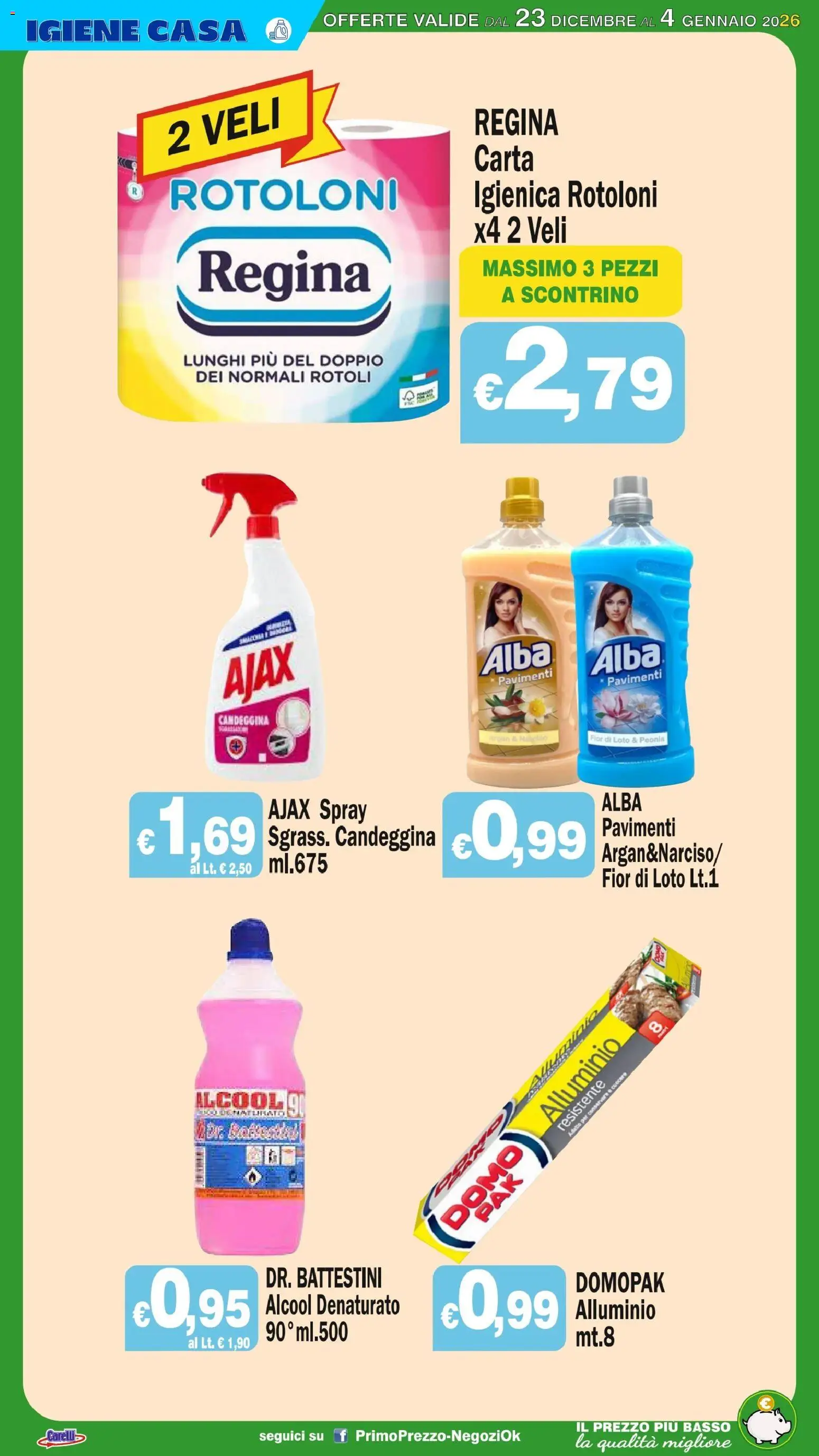 Volantino Primo Prezzo del 23.12.2025 | Pagina: 22 | Prodotti: Candeggina, Alluminio