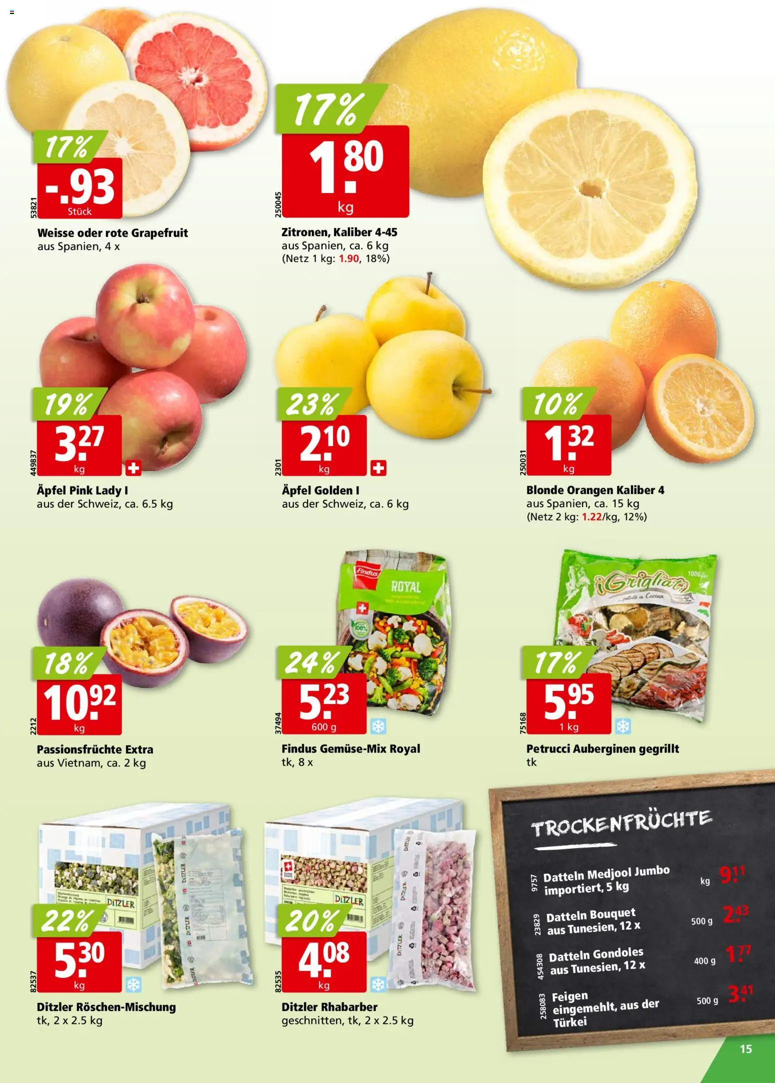 Aligro Aktionen Chavannes, Matran, Genf, Sitten – gültig ab 23.02.2026 | Seite: 15 | Produkte: Äpfel, Orangen, Grapefruit