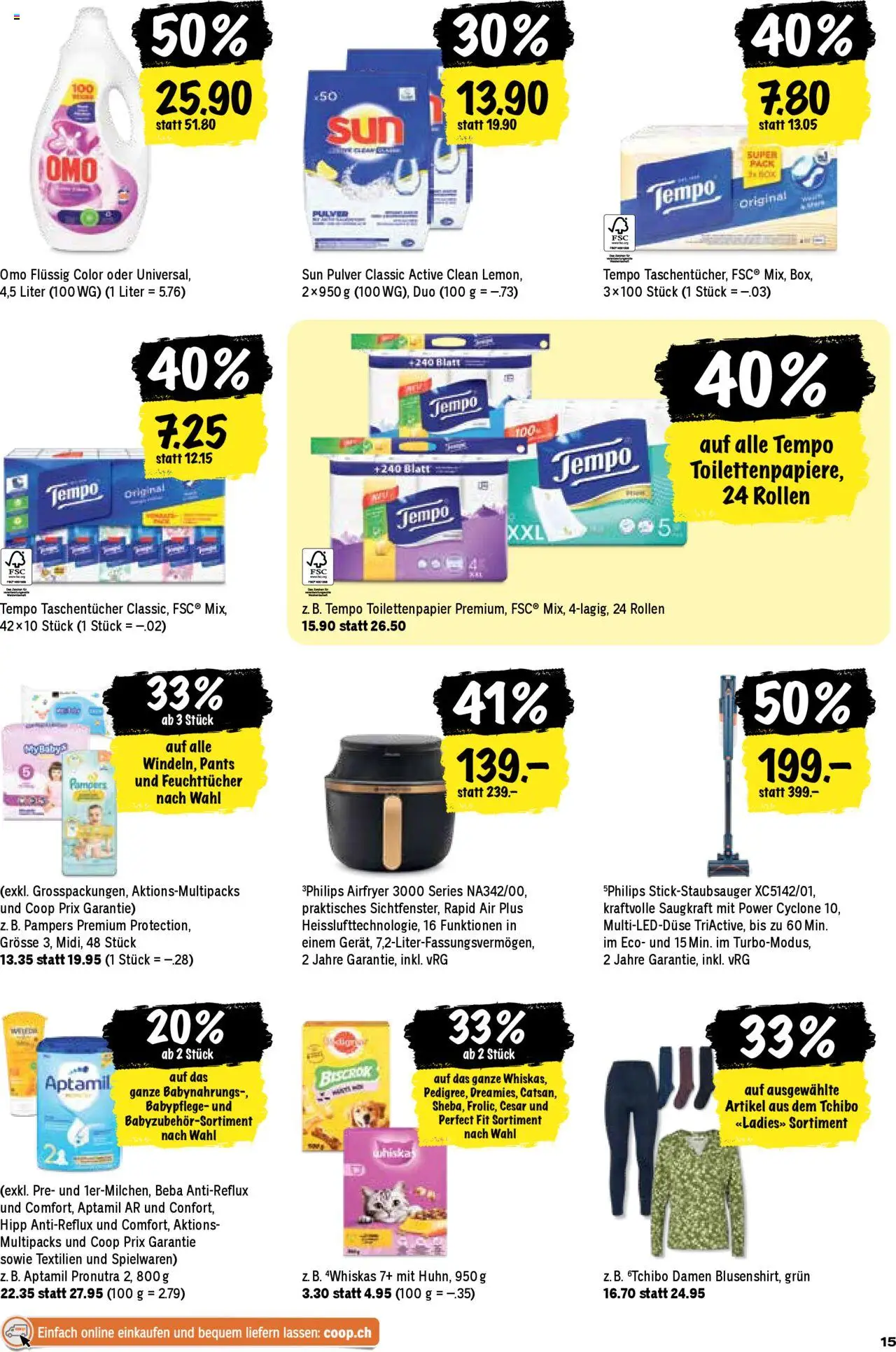 Coop Aktionen – gültig ab 09.10.2025 | Seite: 15 | Produkte: Pulver, Pampers, Philips, Toilettenpapier