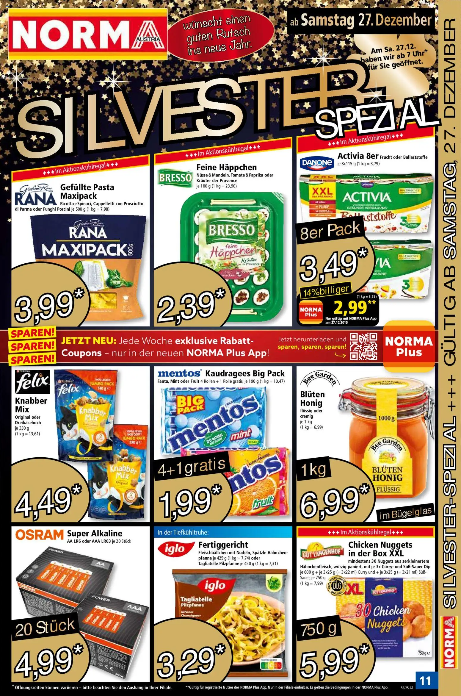 Norma Flugblatt gültig ab 22.12.2025 | Seite: 11 | Produkte: Pasta, Nüsse, Uhr, Box