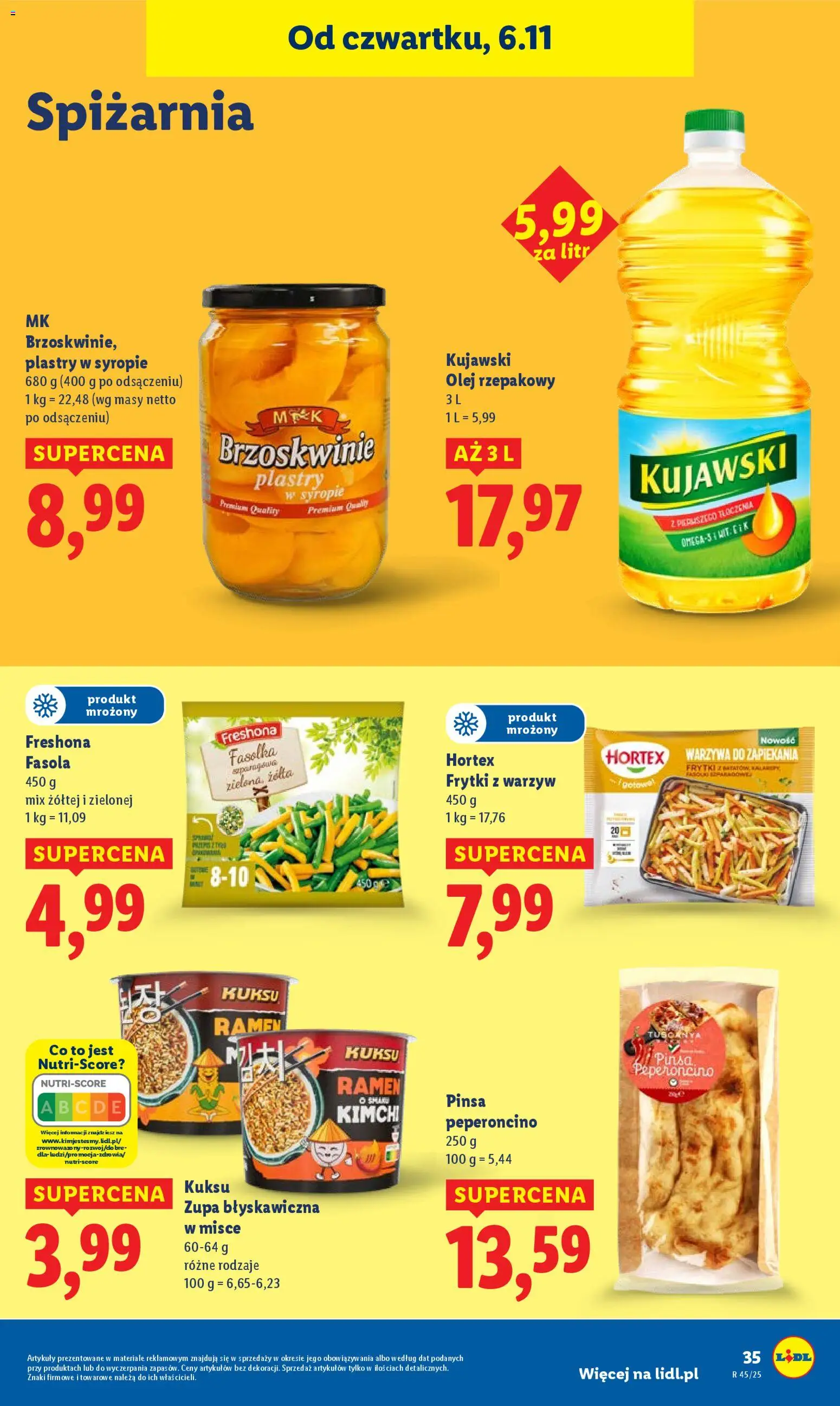 Lidl Gazetka od 06.11.2025 | Strona: 39 | Produkty: Kimchi, Olej rzepakowy, Zupa, Pinsa