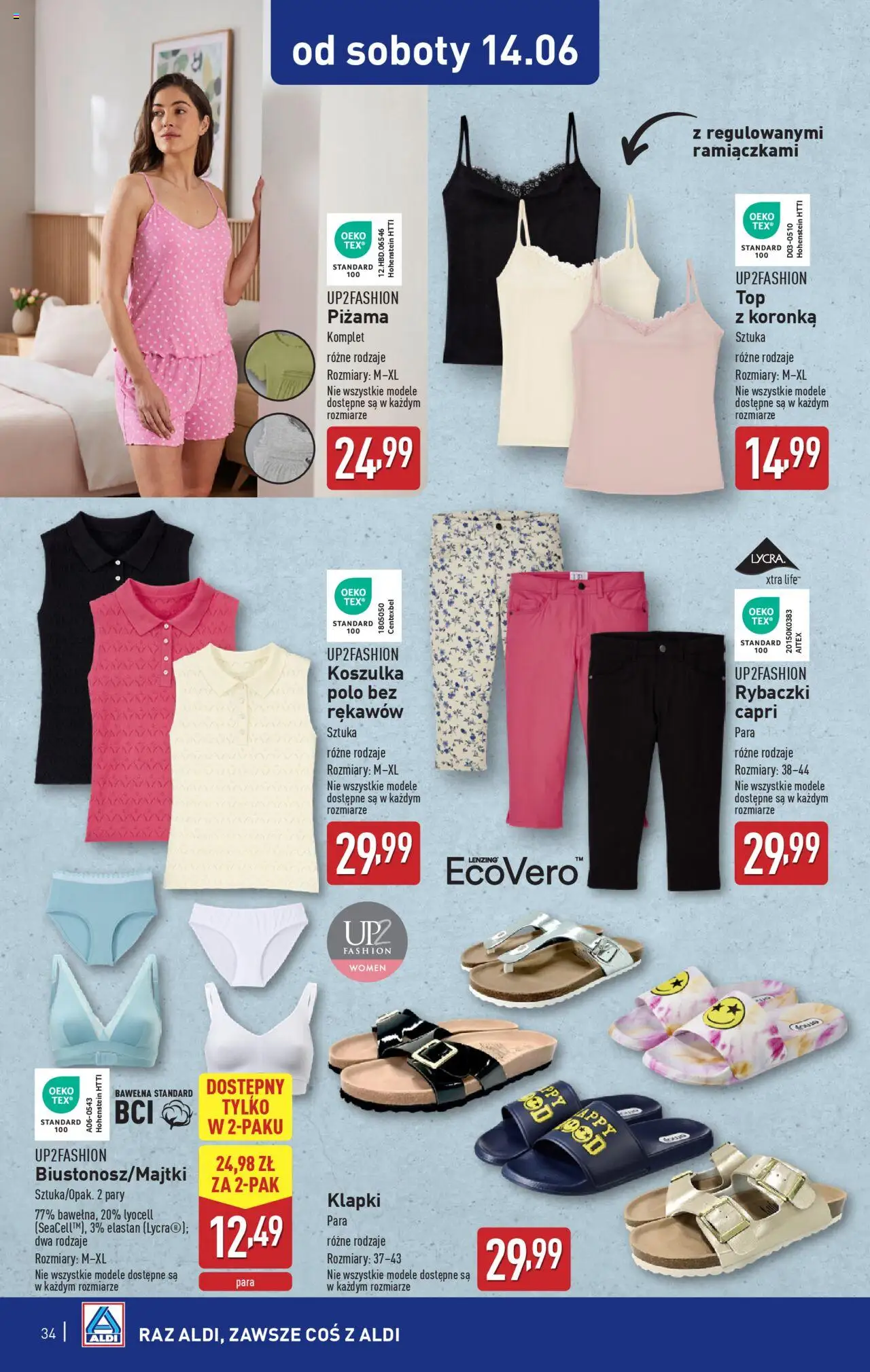 Aldi Gazetka od 09.06.2025 | Strona: 34 | Produkty: Top, Piżama, Klapki