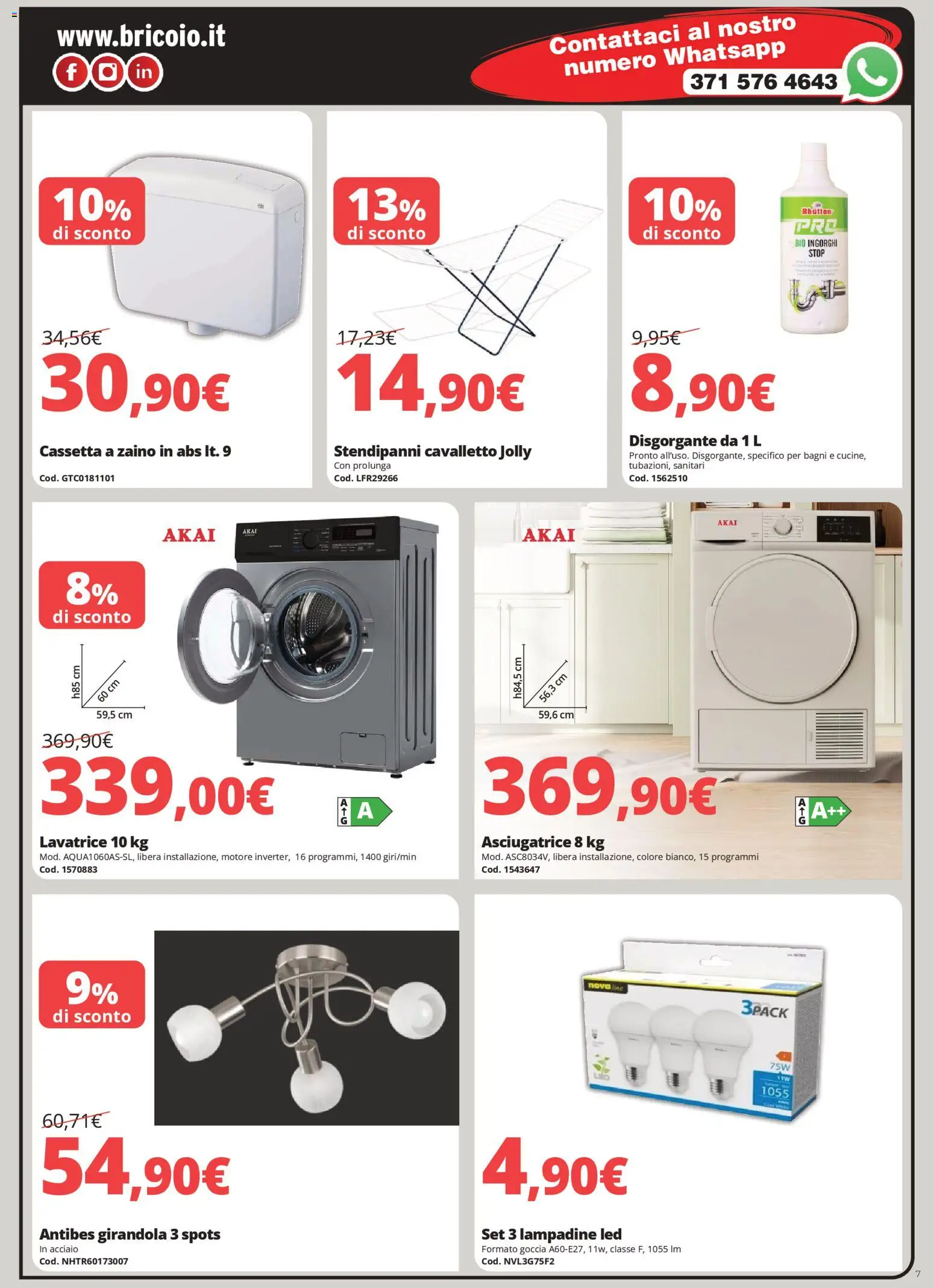 Volantino Brico io del 07.02.2026 | Pagina: 7 | Prodotti: Zaino, Lavatrice, Asciugatrice