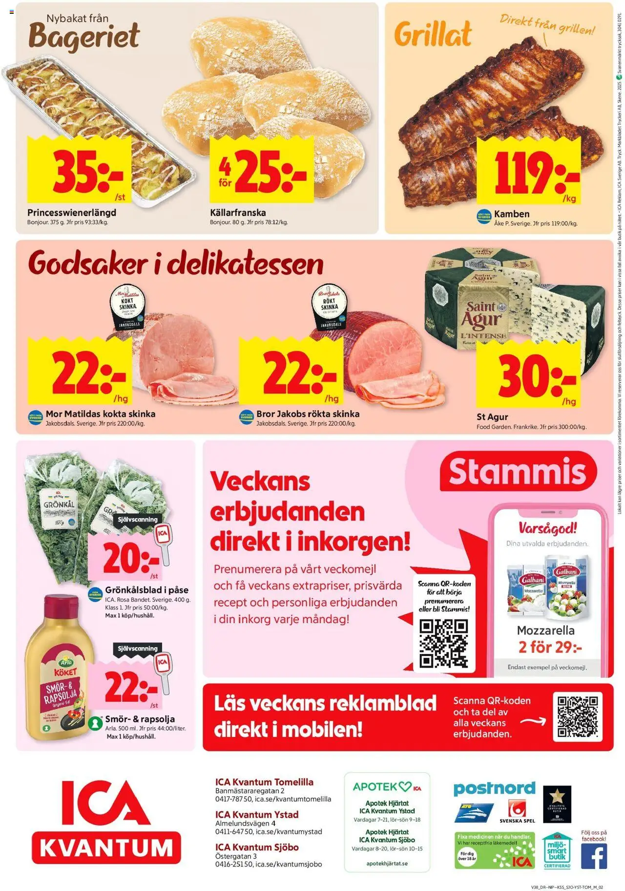 ICA Kvantum reklamblad aktuell från 15.09.2025 | Sida: 12 | Produkter: Smör, Rapsolja, Skinka, Spel
