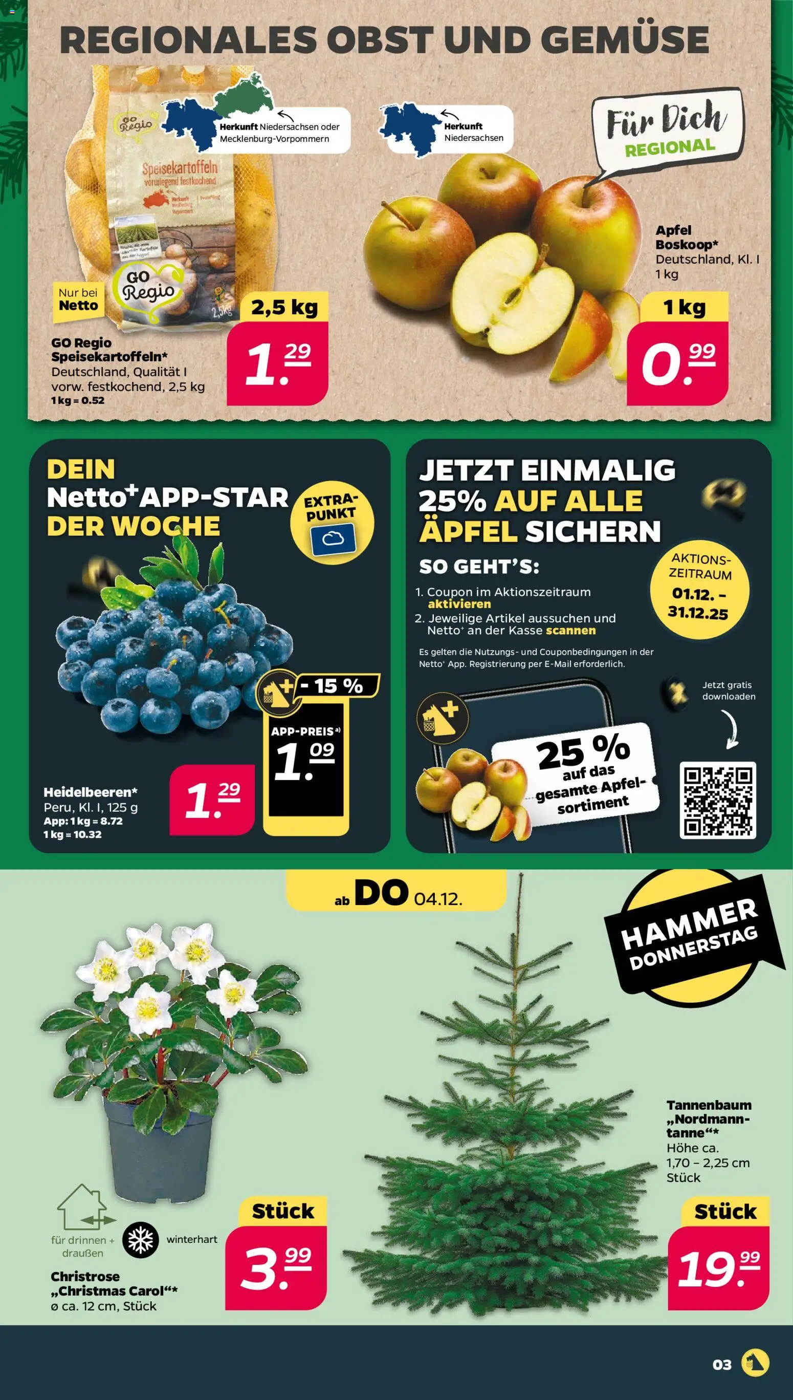 Netto Prospekt 	 – gültig ab 01.12.2025 | Seite: 3 | Produkte: Äpfel, Gemüse, Obst
