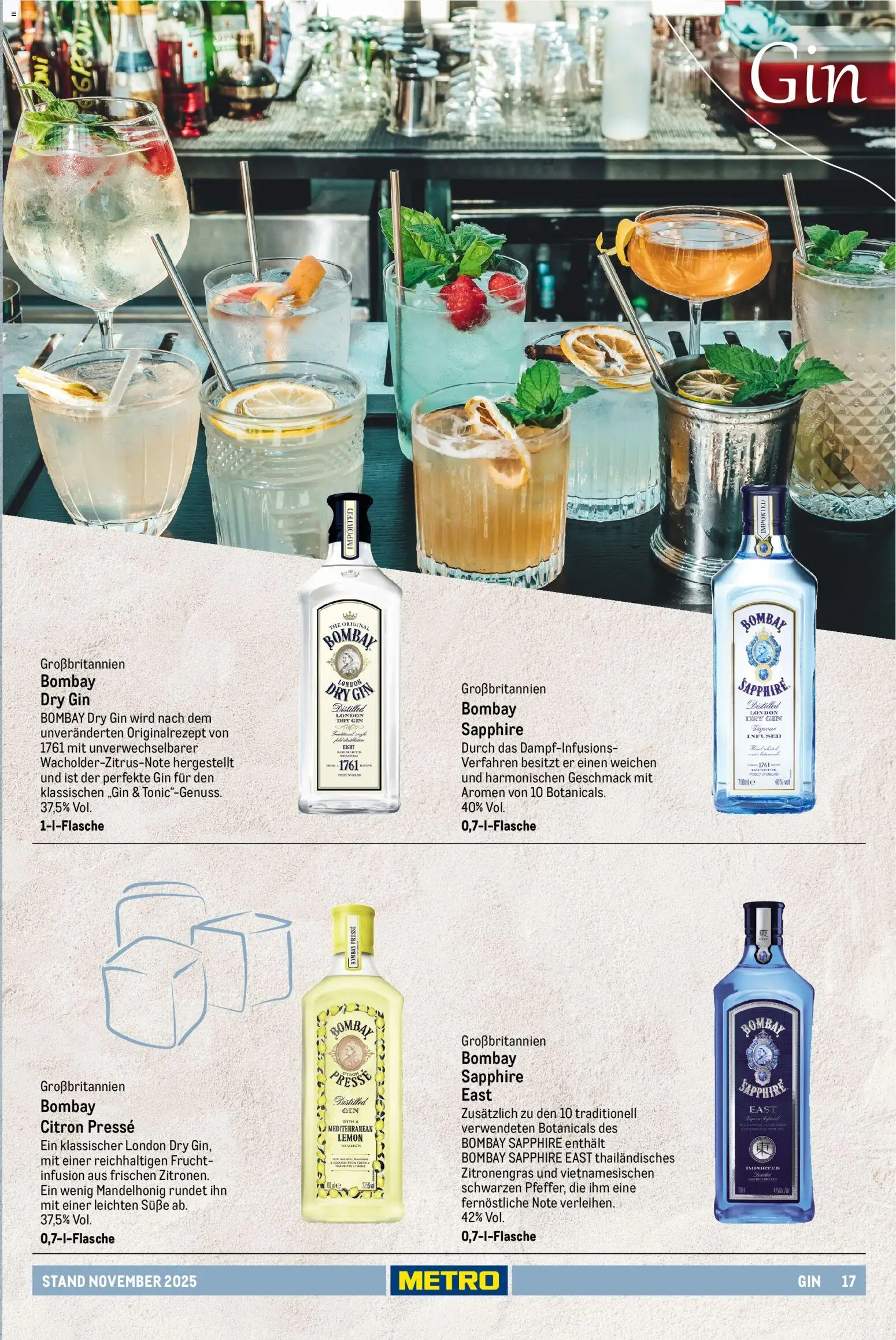 Metro - Spirituosen Sortiment – gültig ab 01.12.2025 | Seite: 17 | Produkte: Presse, Zitronengras, Gin
