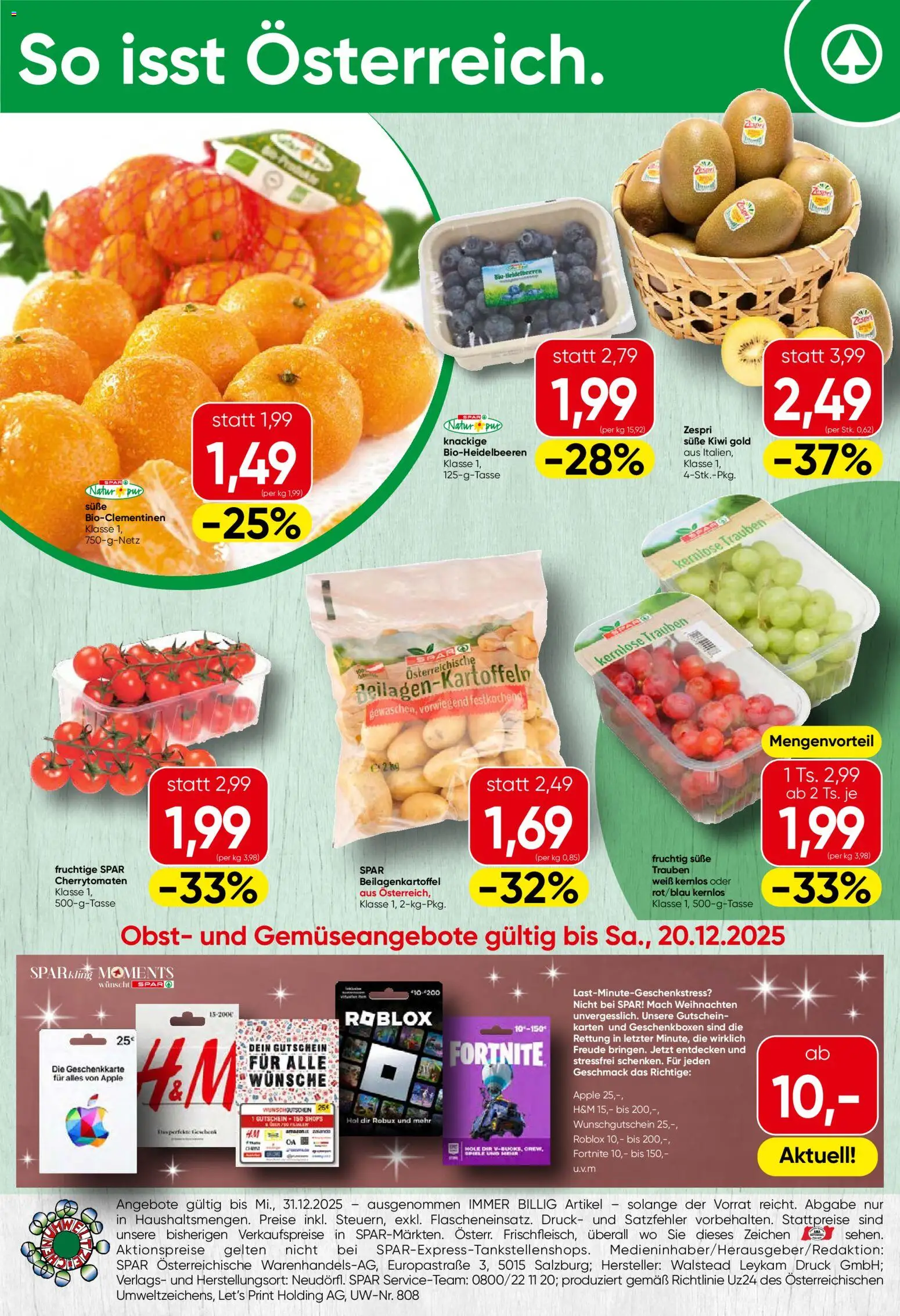 Spar Flublatt - Salzburg gültig ab 18.12.2025 | Seite: 20 | Produkte: Kiwi, Obst, Apple
