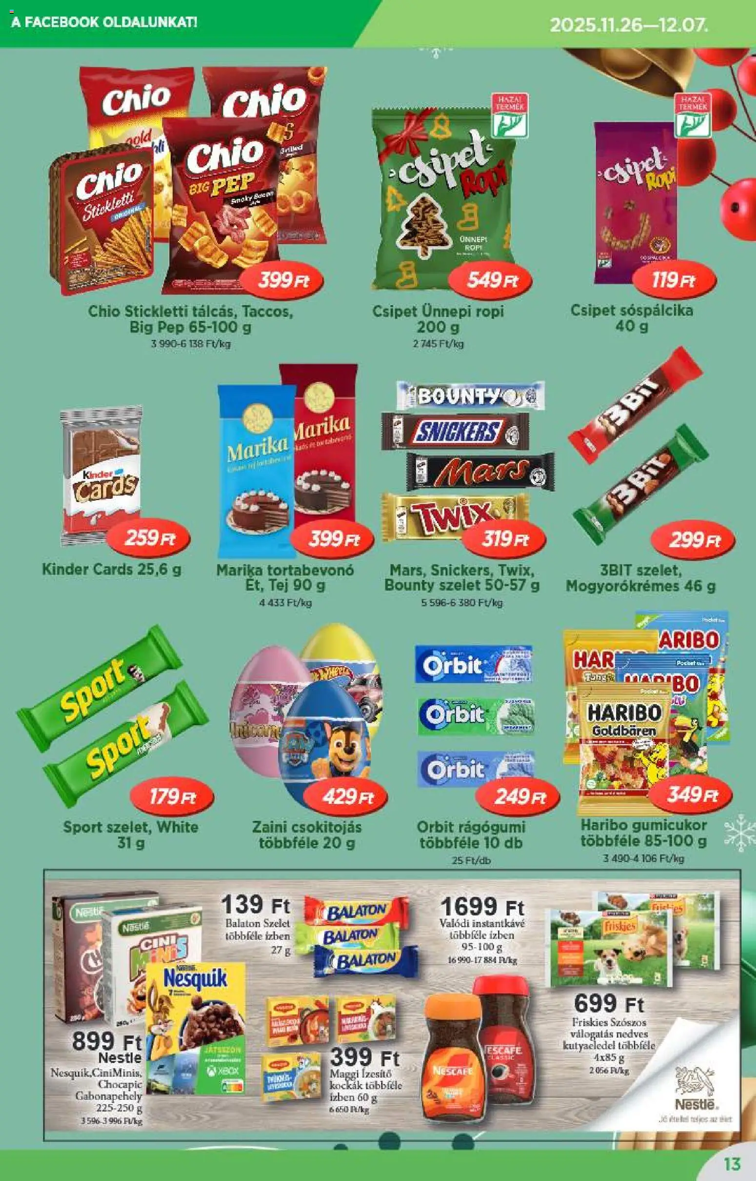 Reál akciós ujság - amely érvényes a következő dátumtól: 10.12.2025 | Oldal: 13 | Termékek: Gabonapehely, Kutyaeledel, Maggi, Ropi