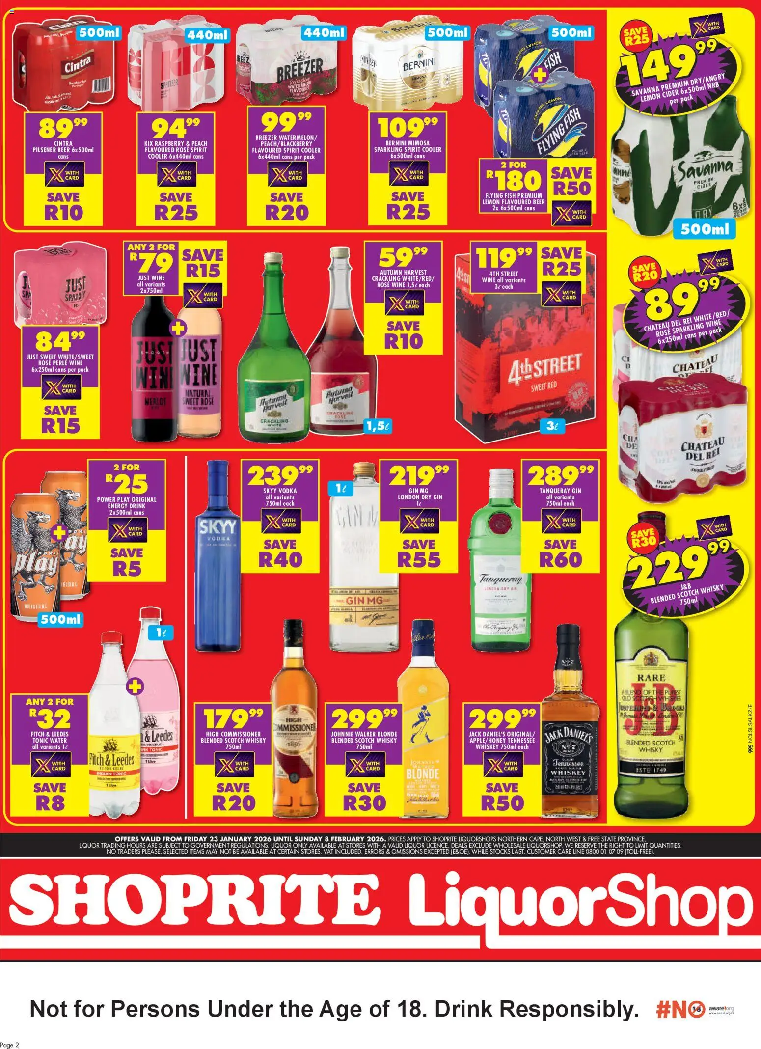 New Shoprite catalogue – valid from 23.01.2026 | Page: 2 | Products: Tonic, Cooler, Fish, Peach
