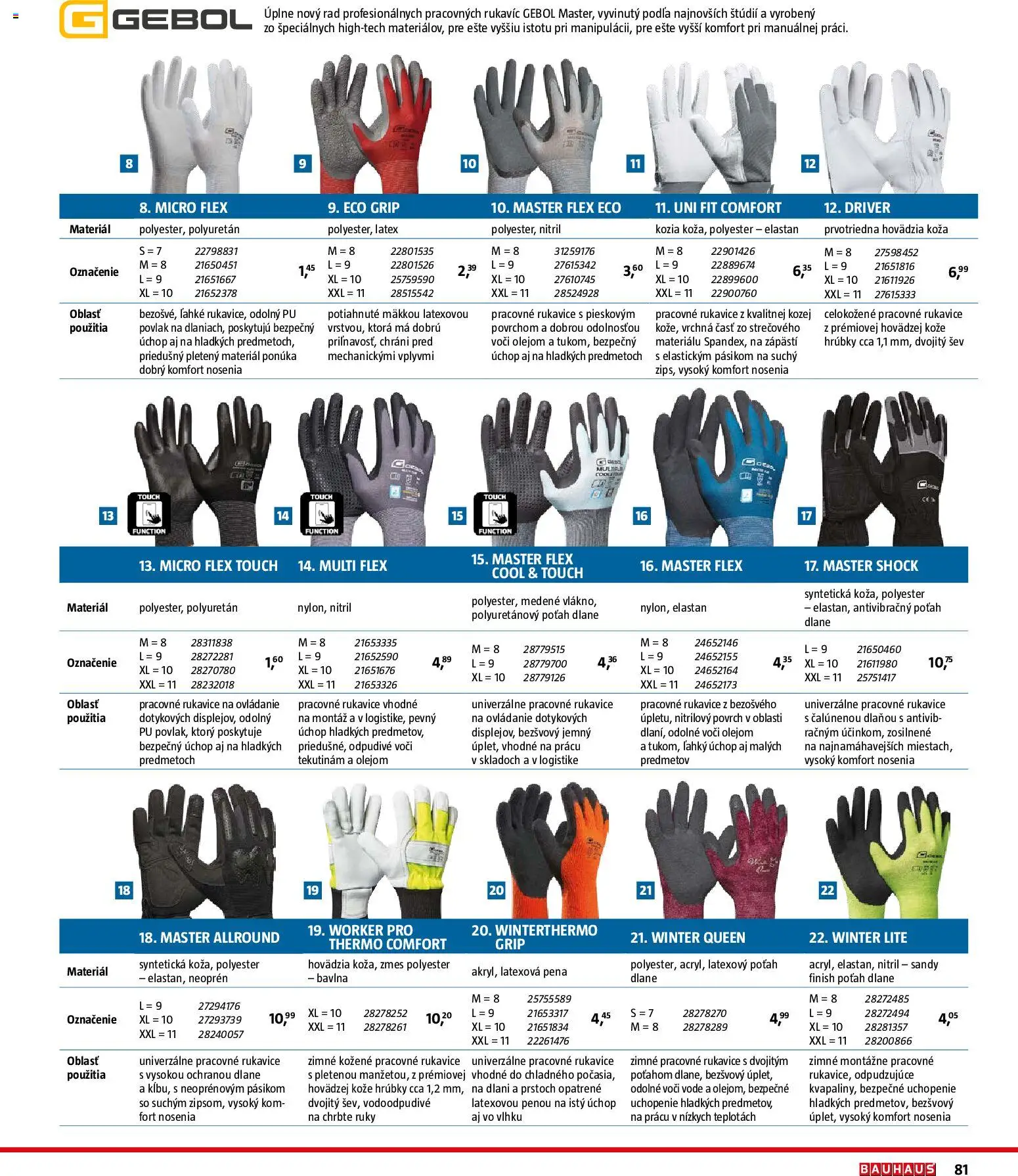 Nové Bauhaus akcie – leták je platný od 26.01.2026 | Strana: 81 | Produkty: Rukavice