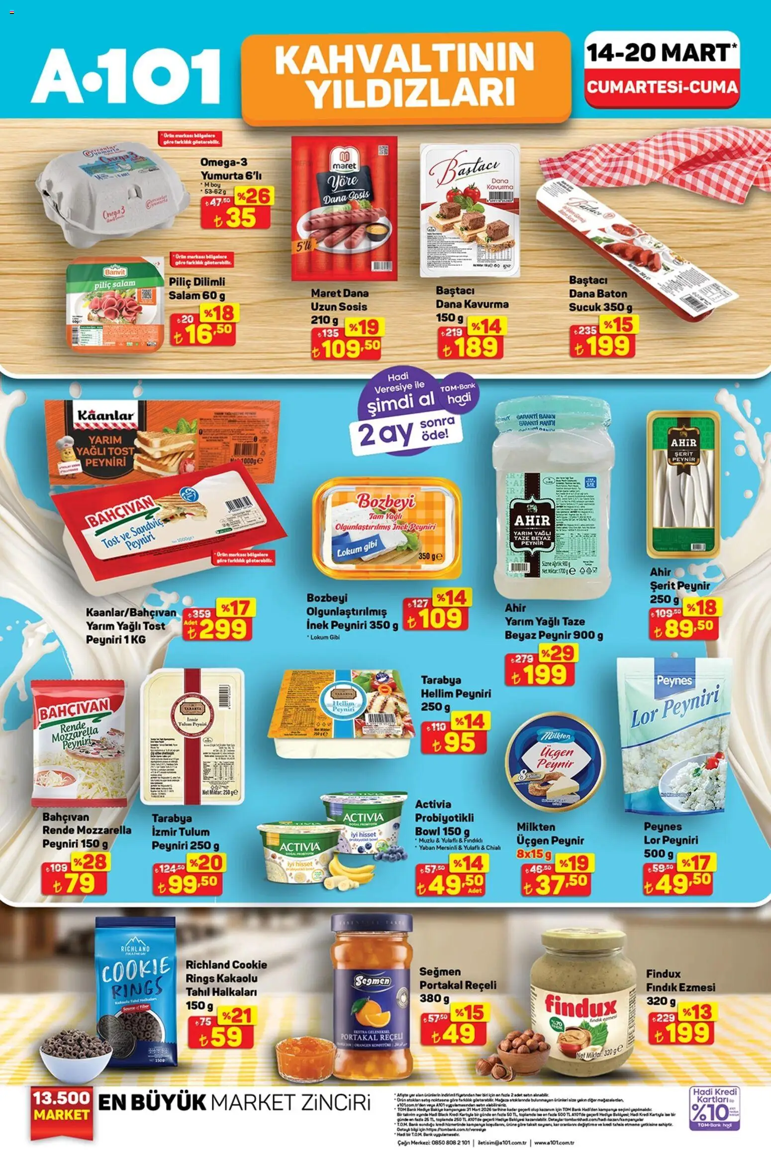 A101 Katalog - 14.03.2026 tarihinden itibaren geçerlidir | Sayfa: 11 | Ürünler: Peynir, Tulum, Tahıl, Sosis