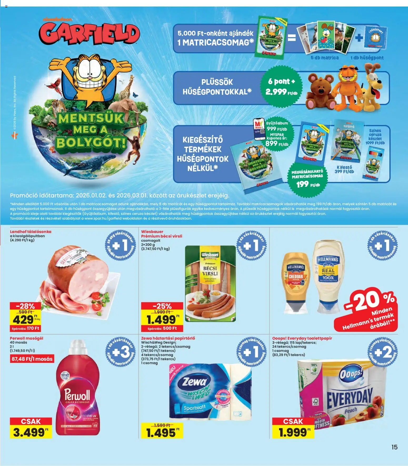 Interspar akciós ujság - amely érvényes a következő dátumtól: 05.02.2026 | Oldal: 15 | Termékek: Perwoll, Papírtörlő, Mosógél, Cheddar