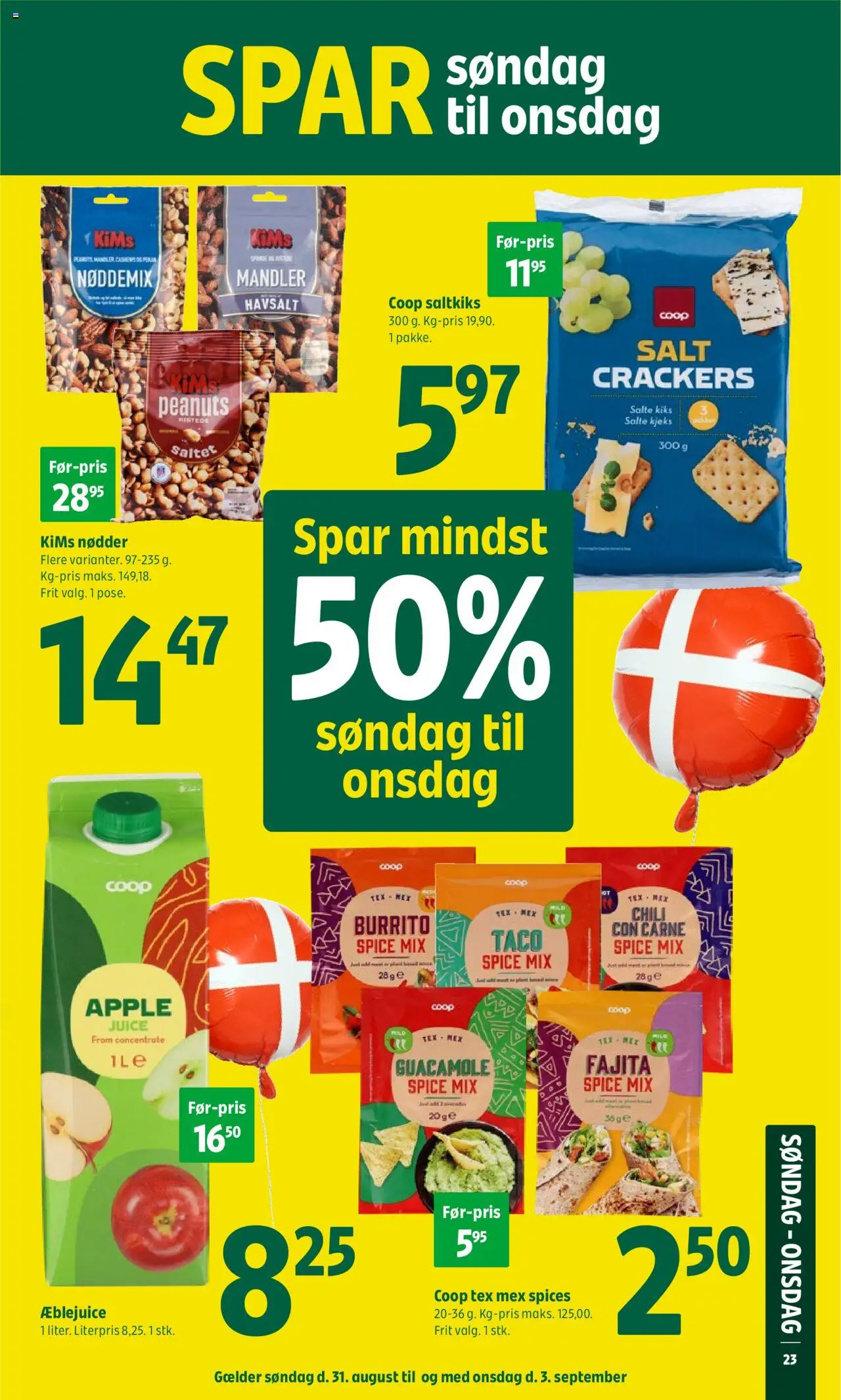 Coop 365 Tilbudsavis gyldig fra 28.08.2025 | Side: 6 | Produkter: Juice, Æblejuice, Salt, Guacamole