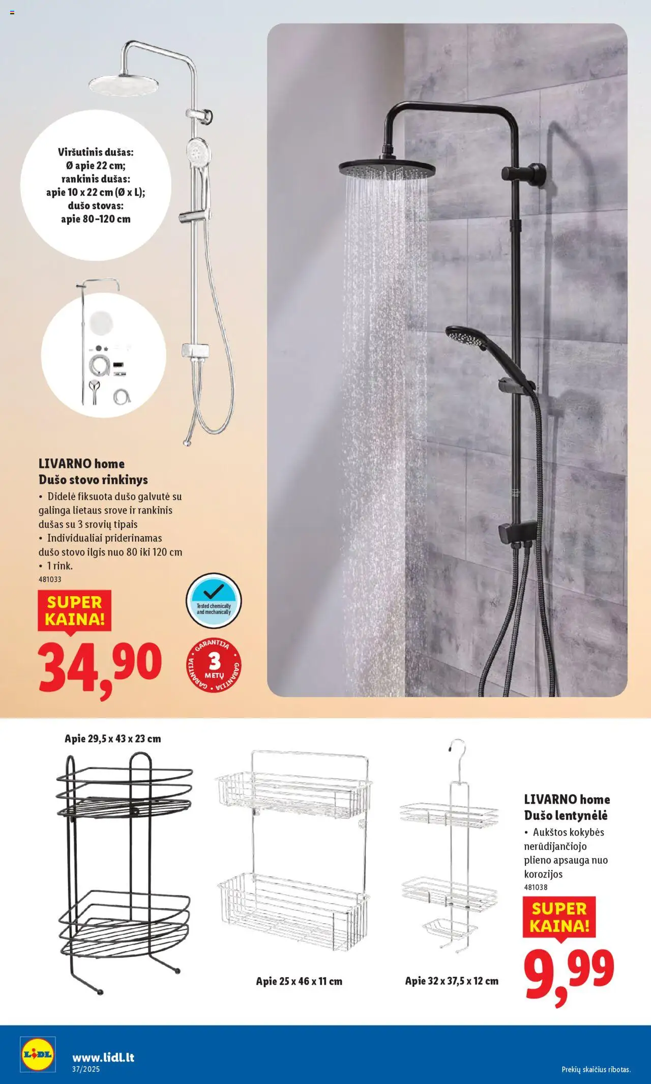 LIDL akcijos nuo 08.09.2025 | Puslapis: 12 | Prekių: Dušas, Stovas, Dušo galvutė