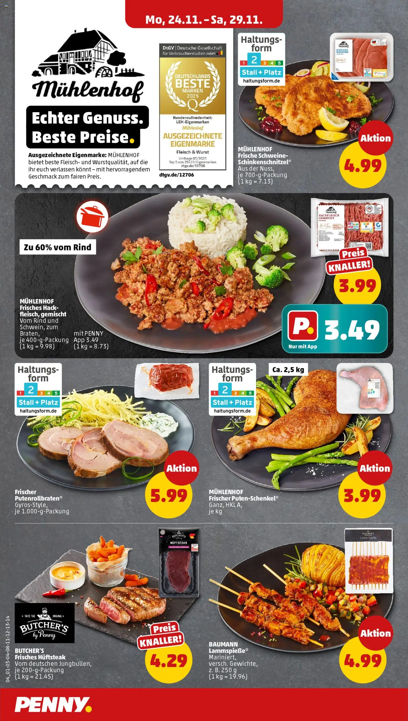 Penny Prospekt 	 – gültig ab 01.12.2025 | Seite: 6 | Produkte: Schnitzel, Wurst, Fleisch, Hackfleisch
