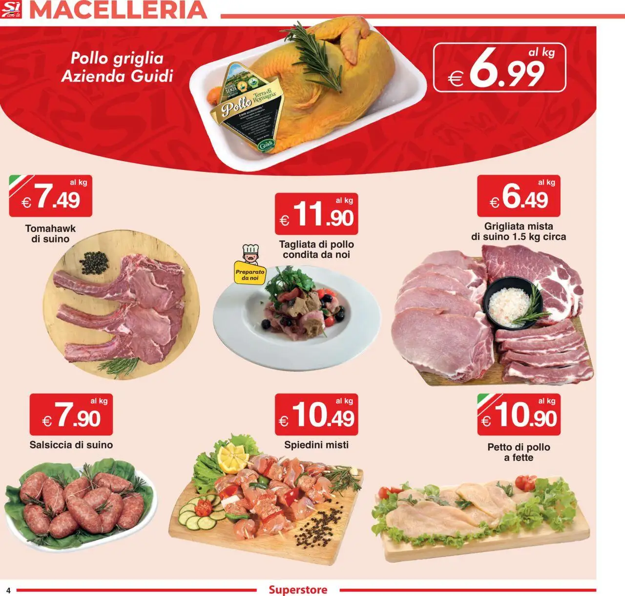 Volantino Sì con Te del 07.08.2025 | Pagina: 4 | Prodotti: Petto di Pollo, Pollo, Salsiccia, Griglia