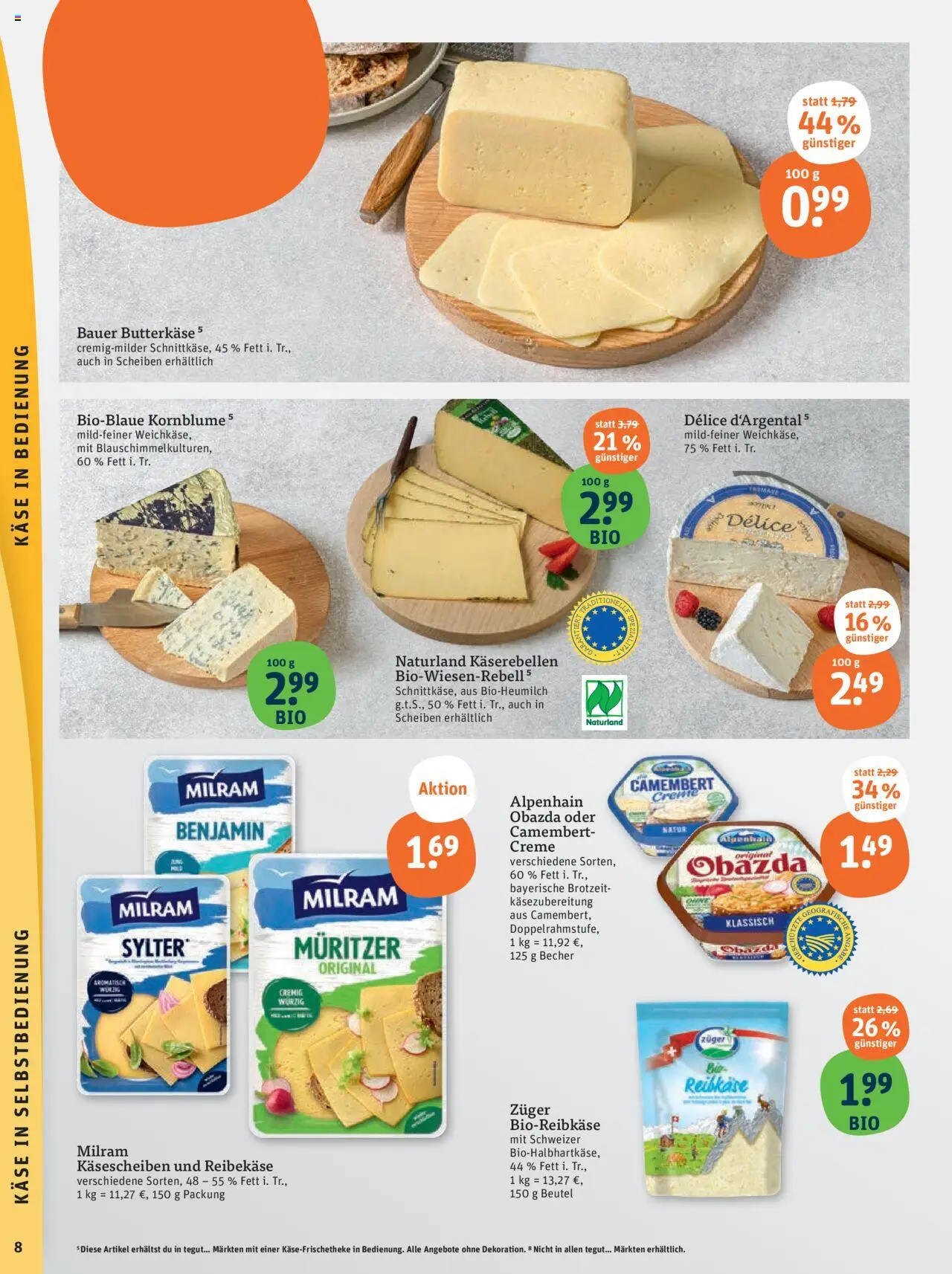 Tegut Prospekt - gültig ab dem 28.07.2025 | Seite: 10 | Produkte: Käse, Creme, Milram, Reibekase