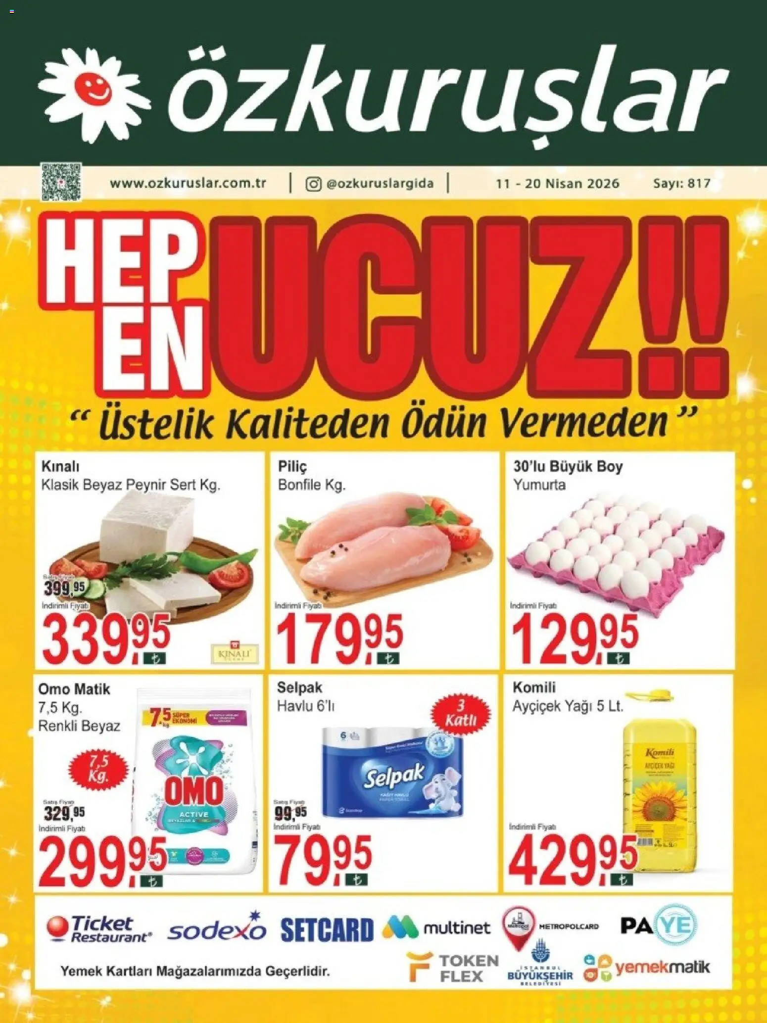 Özkuruşlar Katalog - 11.04.2026 tarihinden itibaren geçerlidir | Sayfa: 1 | Ürünler: Peynir, Yumurta, Piliç