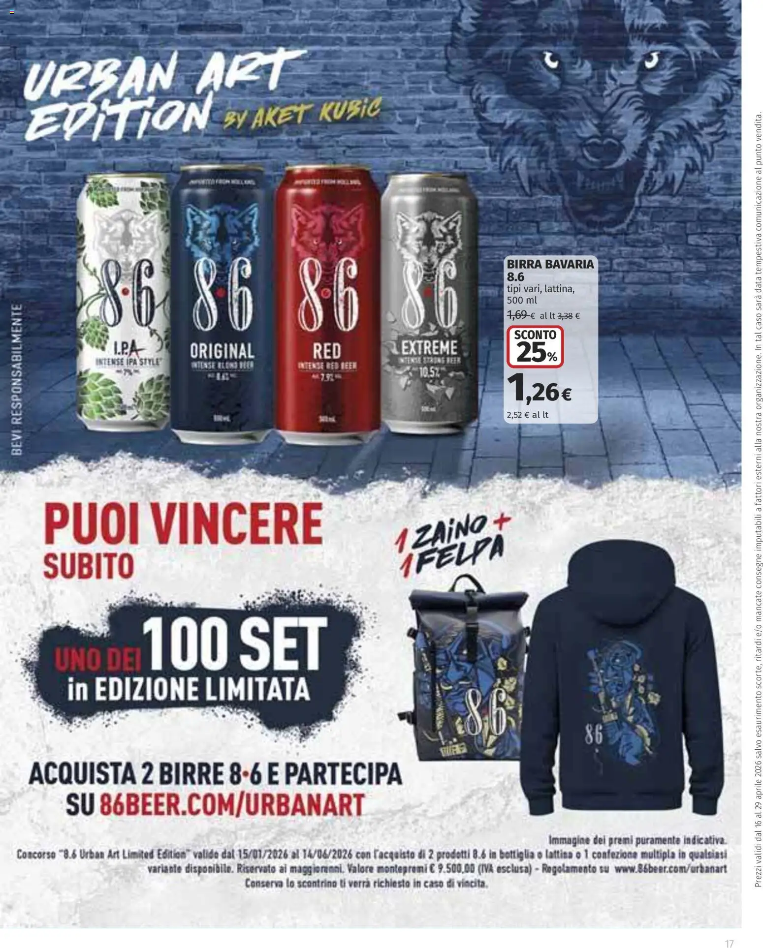 Volantino COOP del 16.04.2026 | Pagina: 17 | Prodotti: Birra, Zaino, Data, Bottiglia