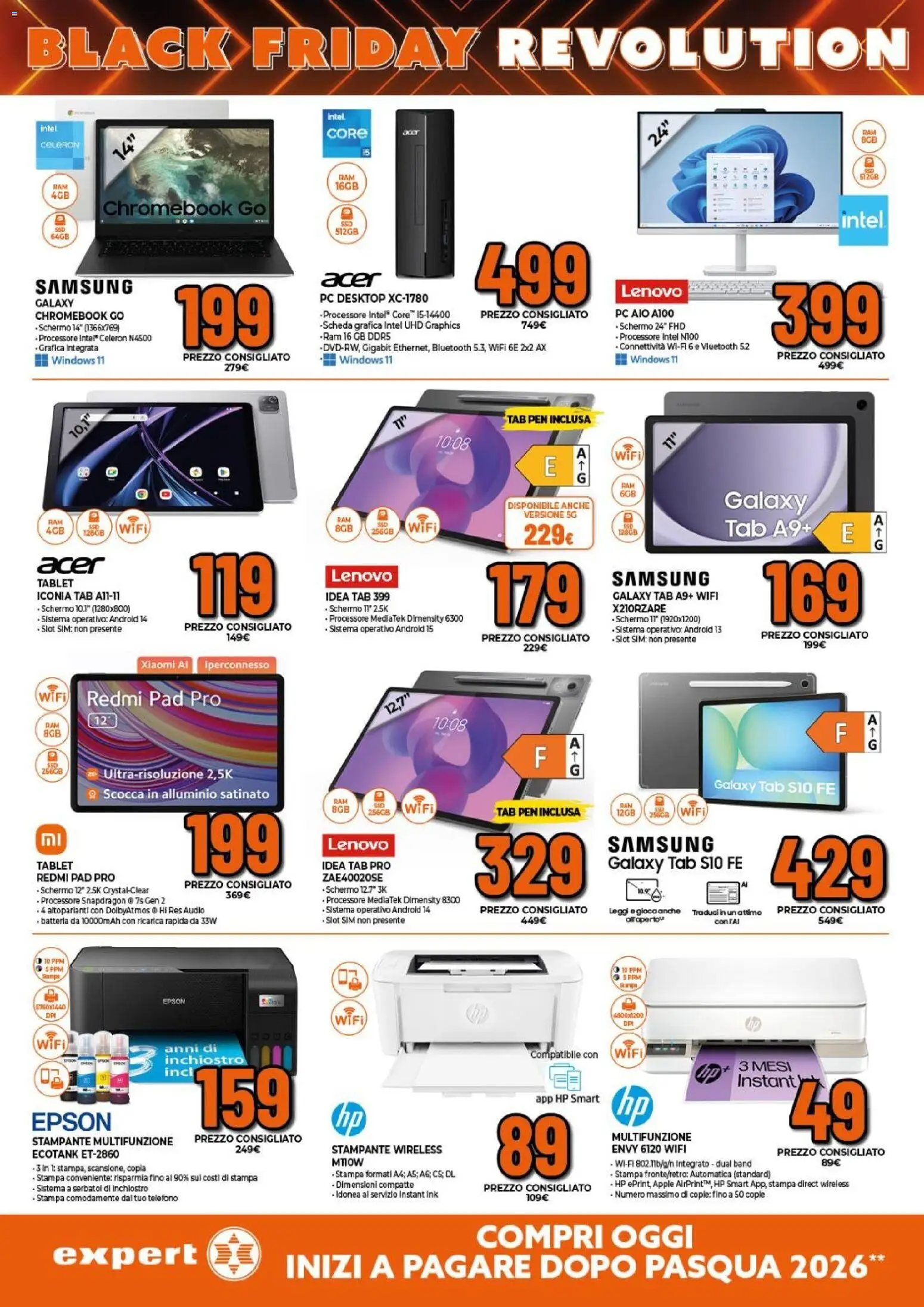 Volantino Expert del 24.11.2025 | Pagina: 9 | Prodotti: Tablet, Stampante, Alluminio, Samsung