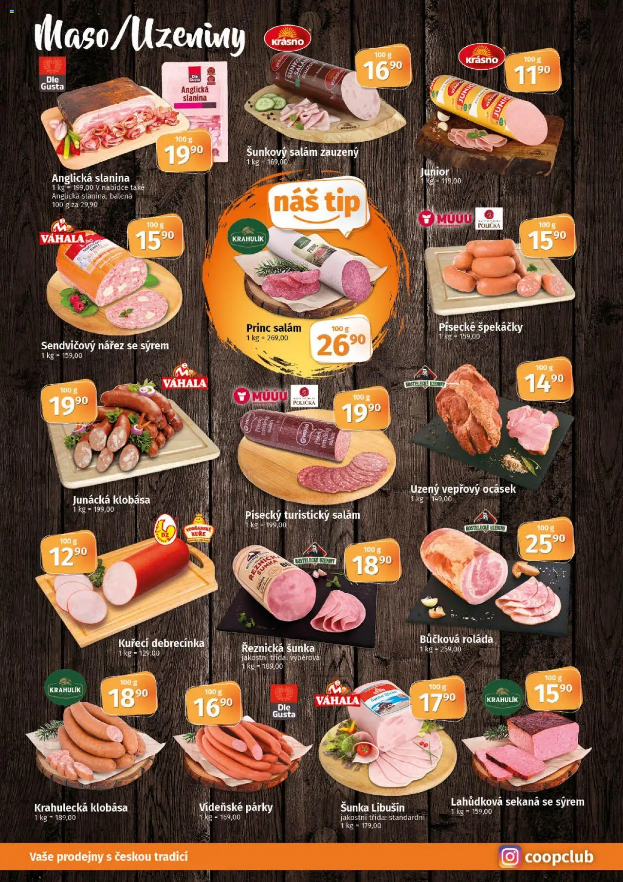 Coop leták - Tuty od 10.09.2025 | Strana: 2 | Produkty: Párky, Špekáčky, Anglická slanina, Šunkový salám