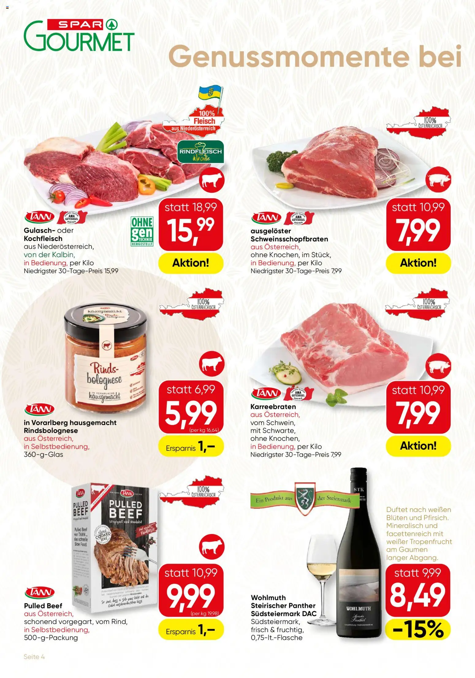 SPAR Gourmet Flugblatt gültig ab 23.10.2025 | Seite: 4 | Produkte: Rindfleisch