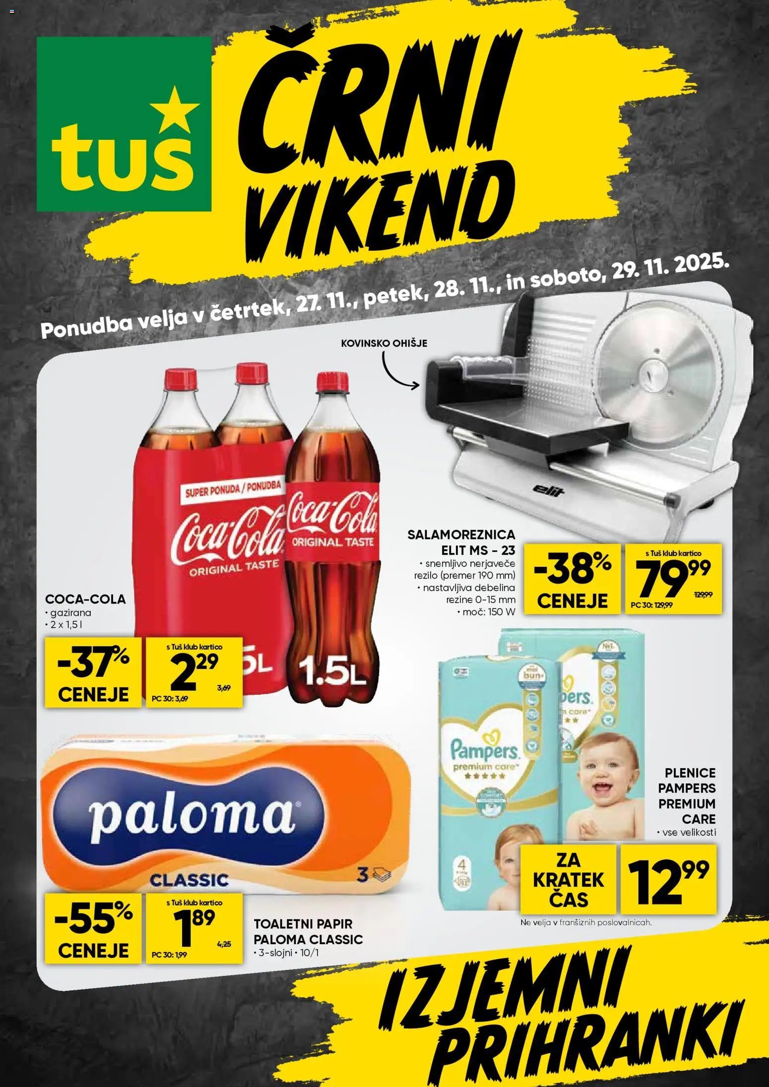 Novi Tuš katalog ponudbe – veljaven od 27.11.2025 | Stran: 1 | Izdelki: Plenice, Toaletni papir