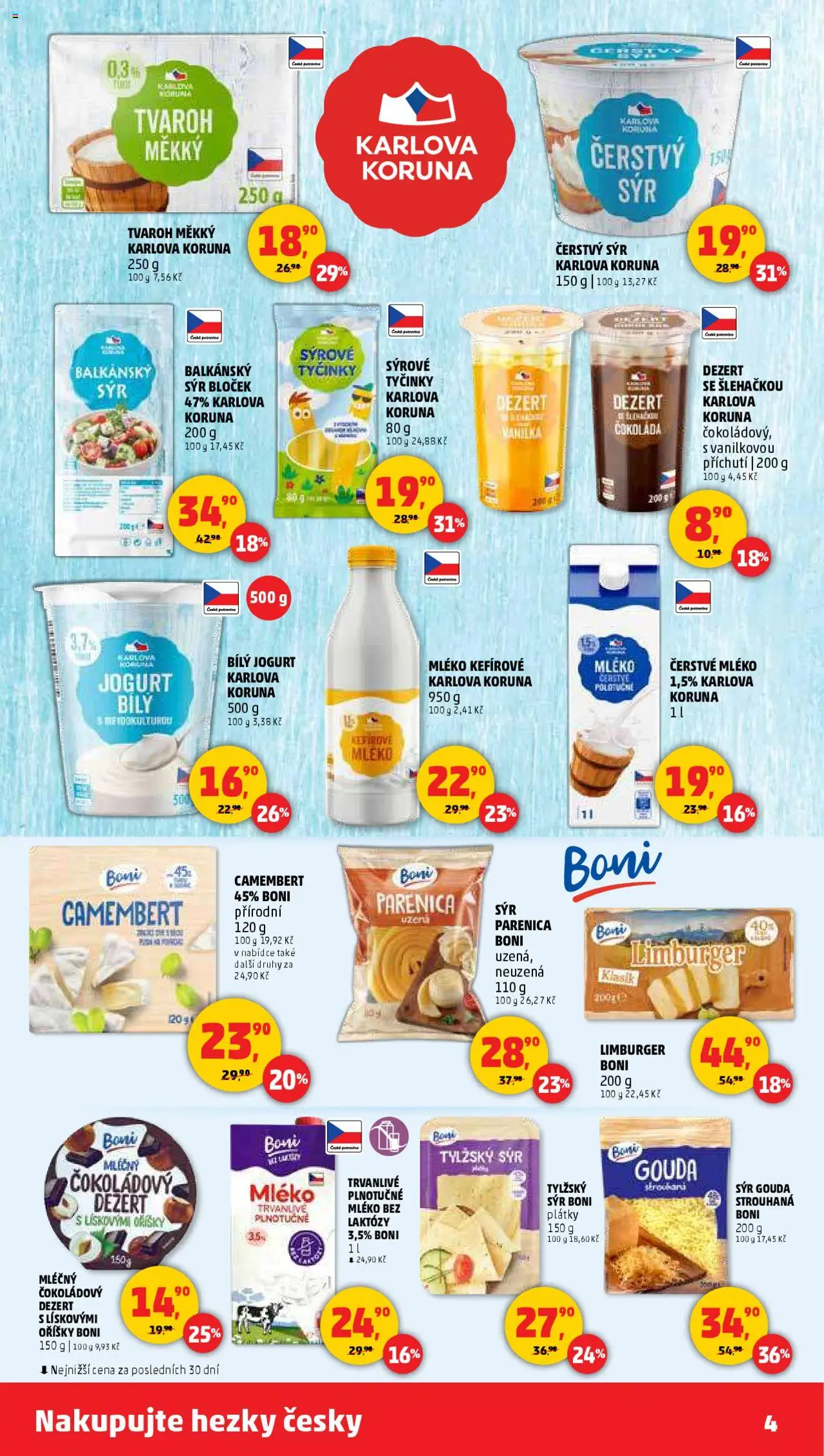 Penny Market leták - Čtvrtečník od 09.10.2025 | Strana: 4 | Produkty: Parenica, Gouda, Tvaroh, Bílý jogurt