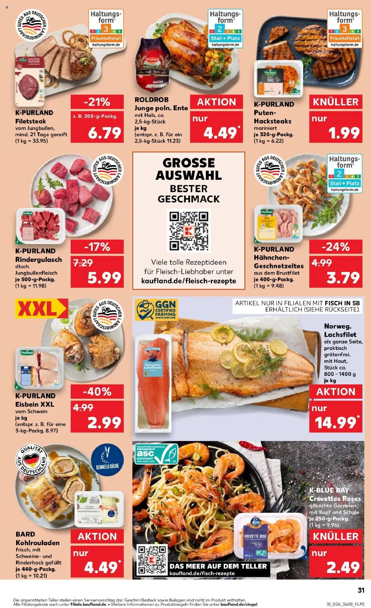 Kaufland prospekt Ahrensfelde	 – gültig ab 07.09.2025 | Seite: 31 | Produkte: Rindergulasch, Küche, Fisch, Steak