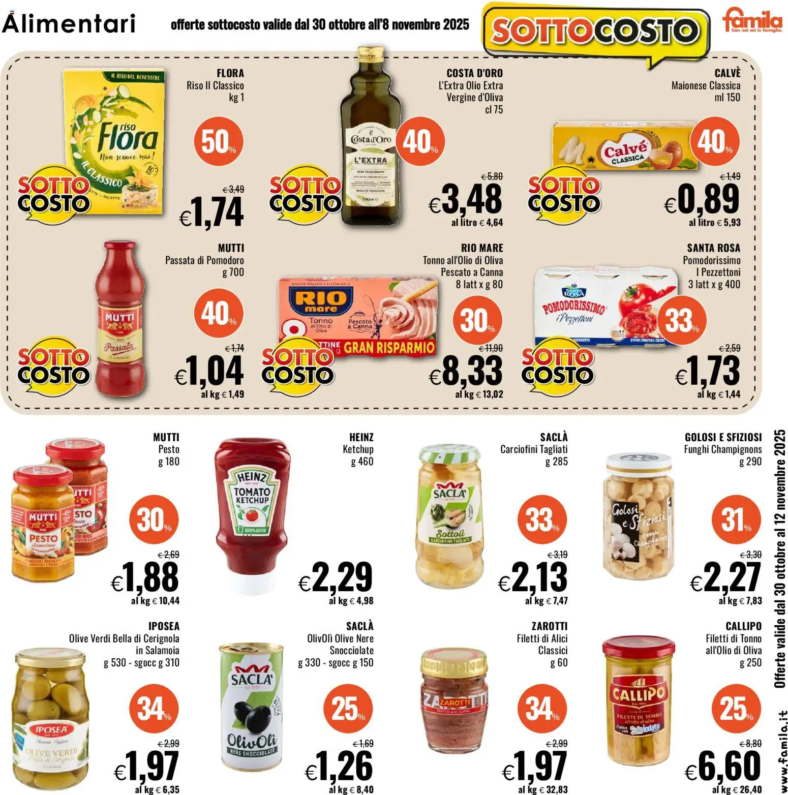 Volantino Famila del 30.10.2025 | Pagina: 7 | Prodotti: Ketchup, Pomodoro, Olio, Mutti