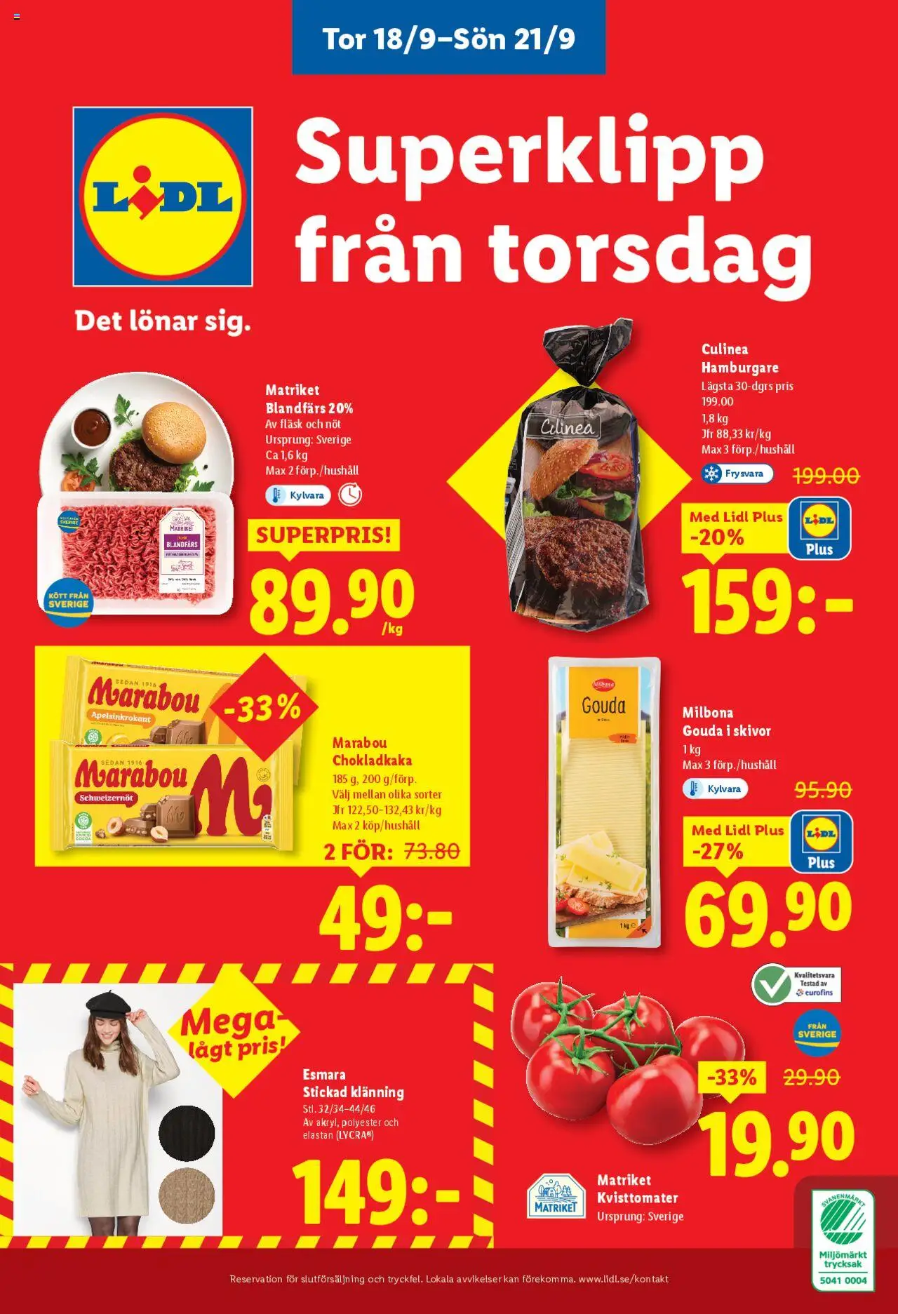 Lidl reklamblad aktuell från 15.09.2025 | Sida: 28 | Produkter: Chokladkaka, Hamburgare, Blandfärs, Fläsk
