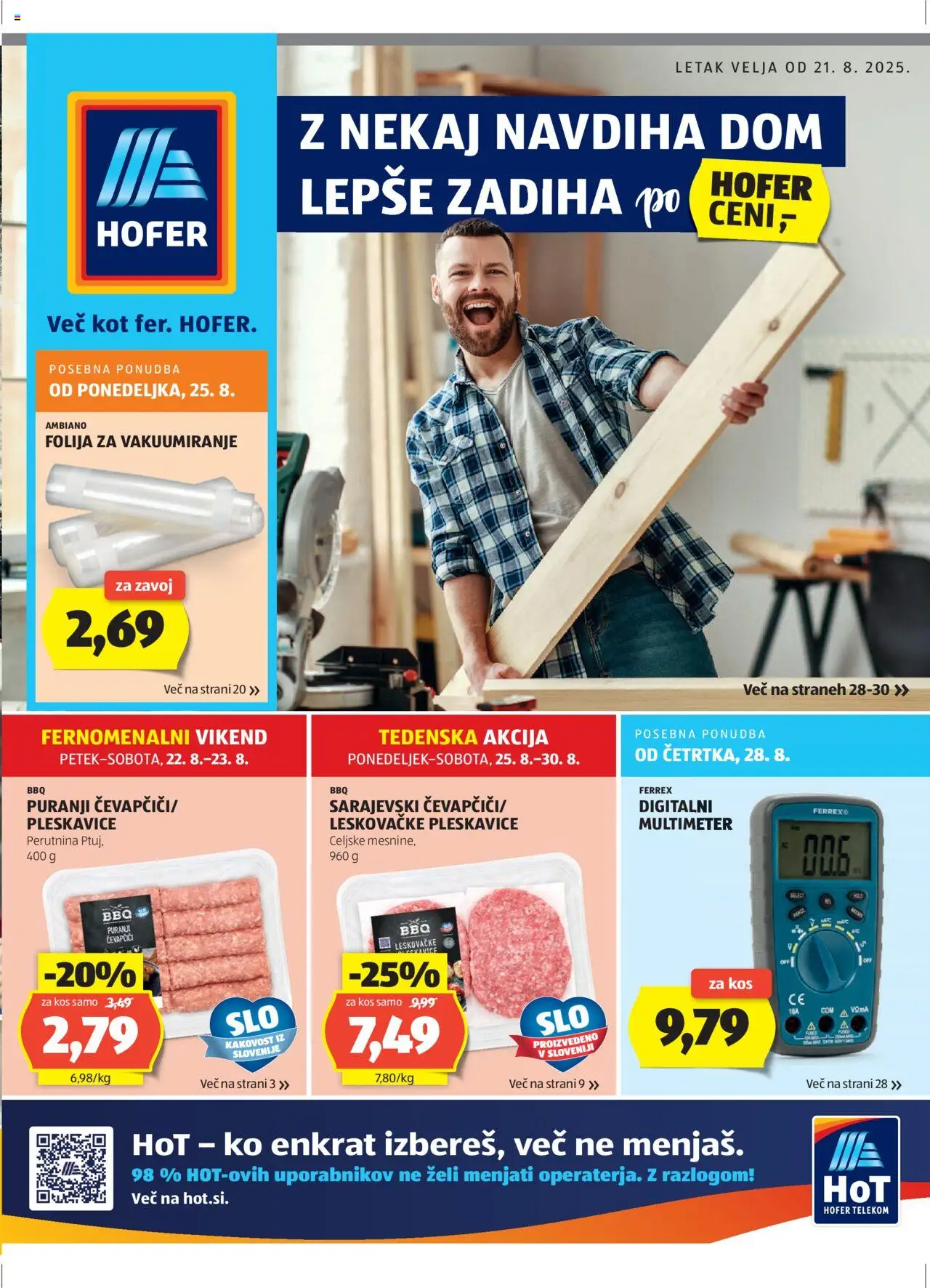 Hofer SI katalog | vrijedi od 21.08.2025 | Stranica: 1 | Proizvodi: Perutnina Ptuj, Ćevapčići