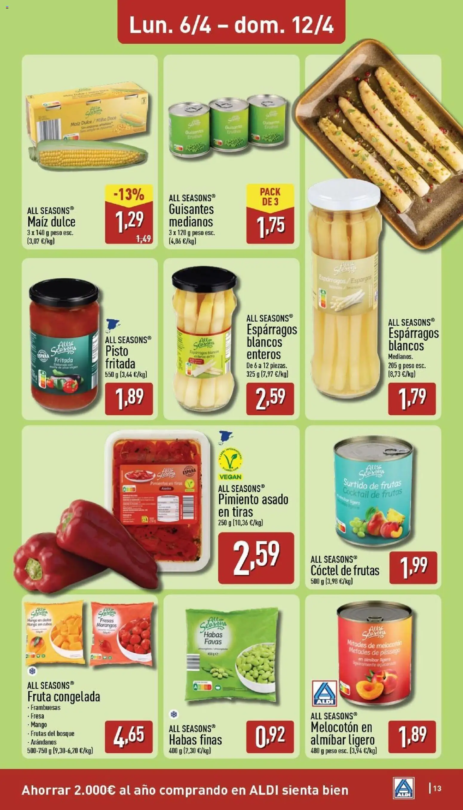Aldi folleto Baleares │ válido desde el 06.04.2026 | Página: 13 | Productos: Νερό καρύδας, Fresas, Αφυγραντήρας, Peso