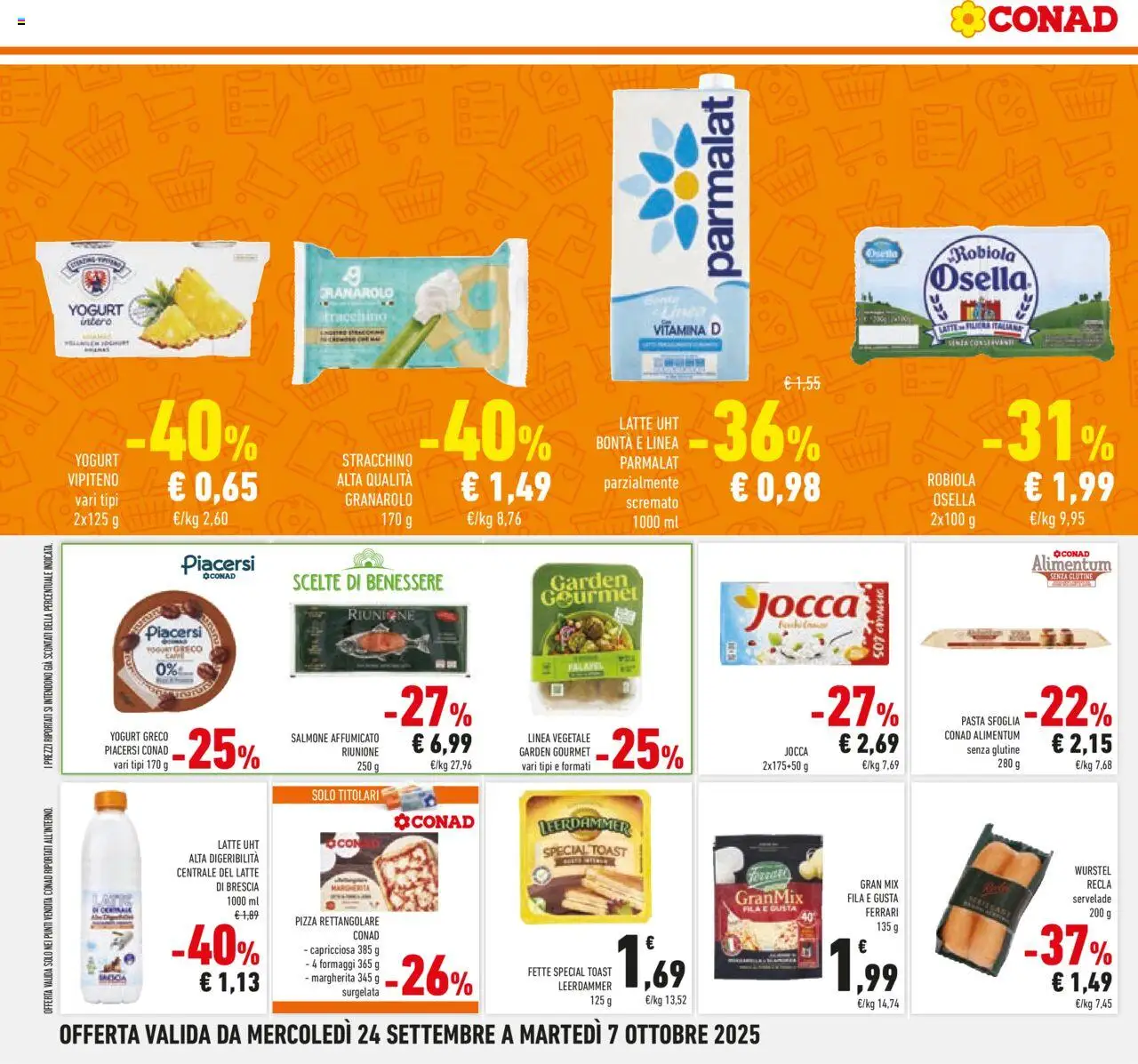Volantino Conad del 24.09.2025 | Pagina: 22 | Prodotti: Yogurt, Pasta sfoglia, Latte, Falafel