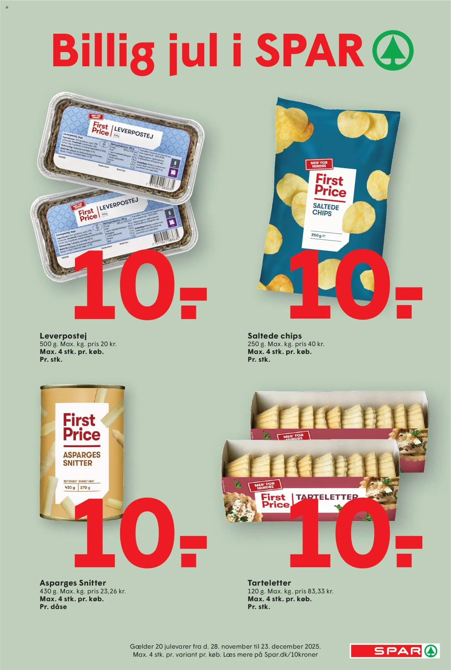Spar tilbudsavis – gyldig fra 05.12.2025 | Side: 3 | Produkter: Chips, Leverpostej, Køleskab, Asparges