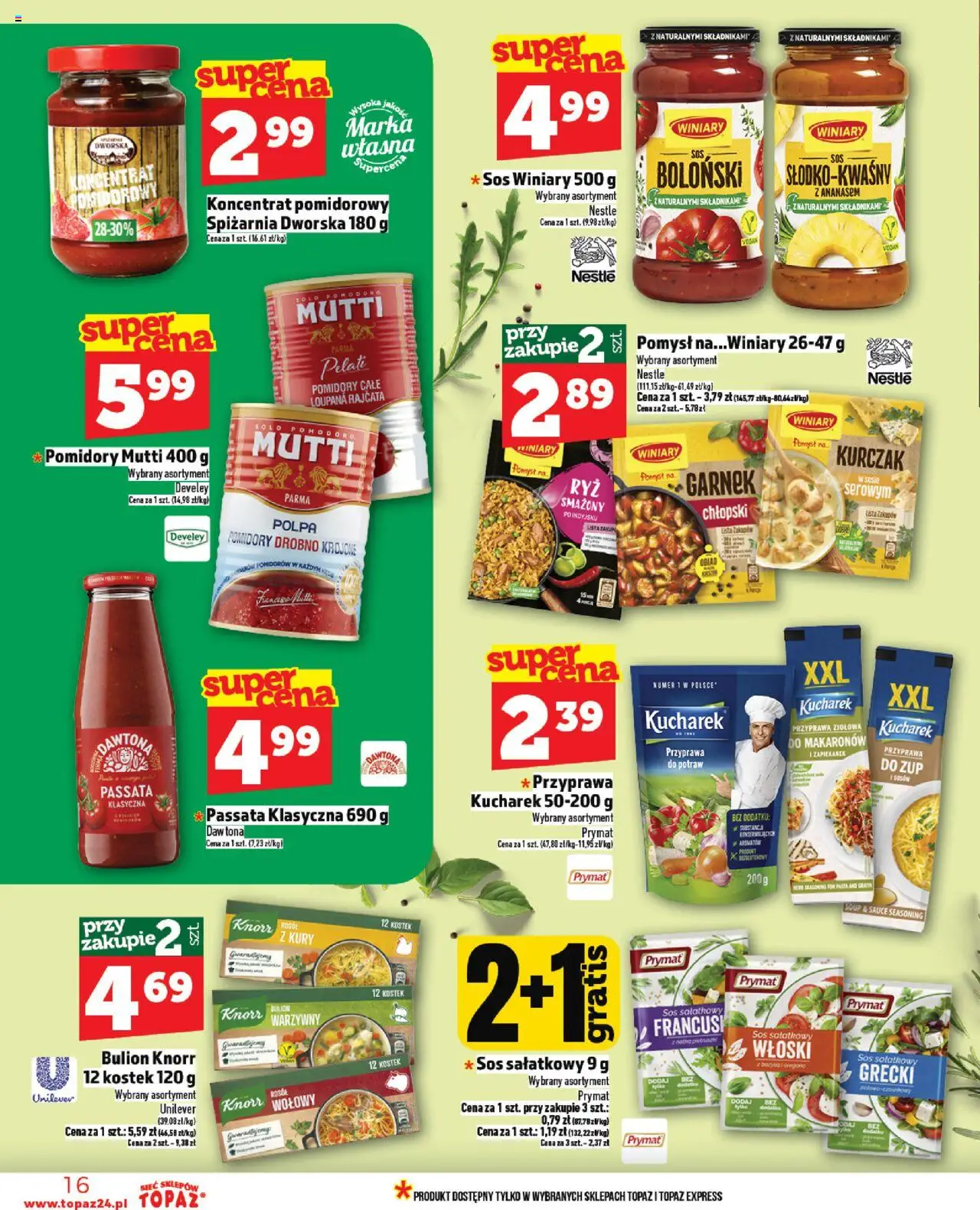 Topaz Gazetka od 20.06.2025 | Strona: 16 | Produkty: Kurczak, Koncentrat pomidorowy, Bulion warzywny, Sos