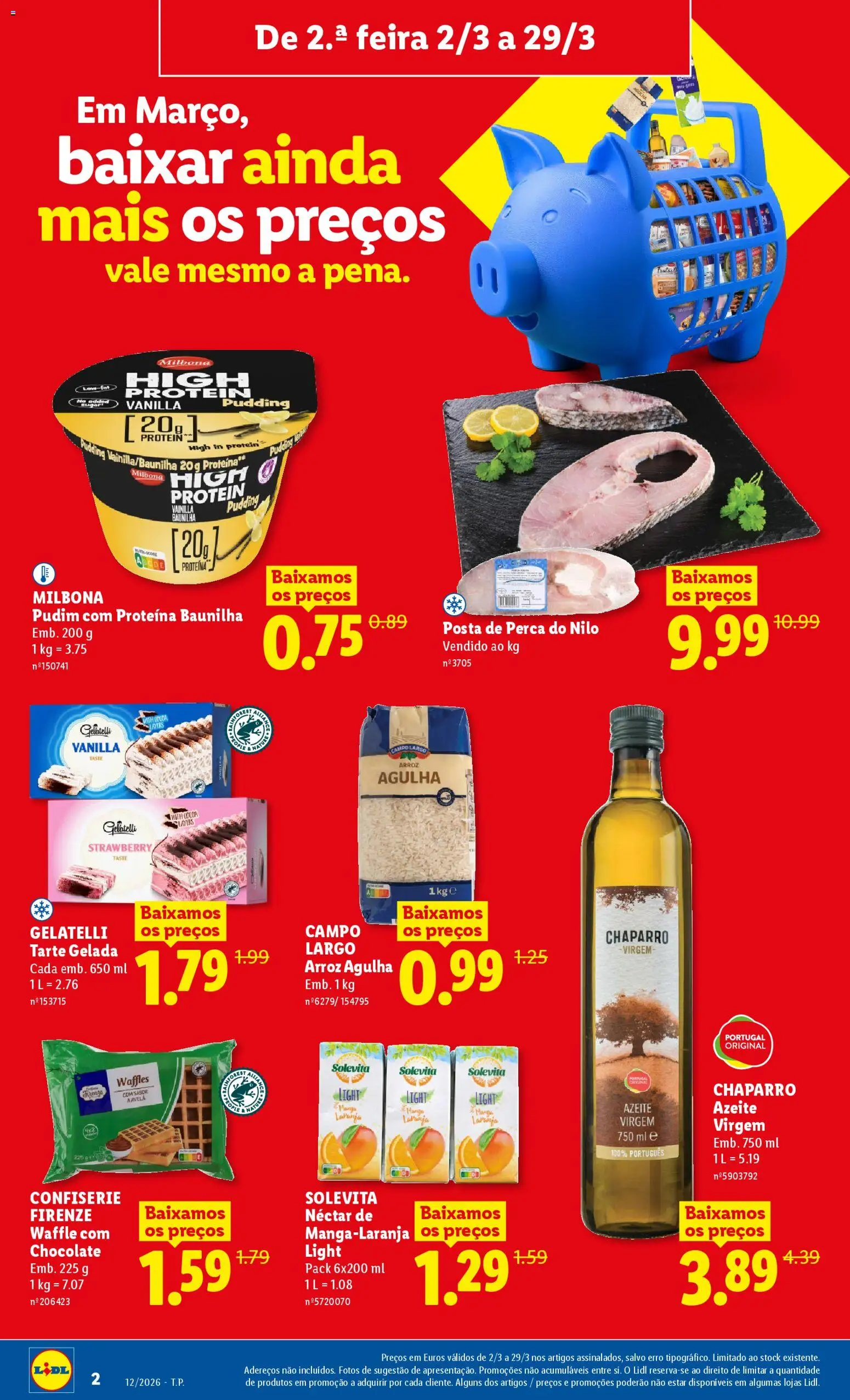 Lidl folheto │ válido de 16.03.2026 | Página: 2 | Produtos: Pudim, Chocolate, Tarte, Proteina